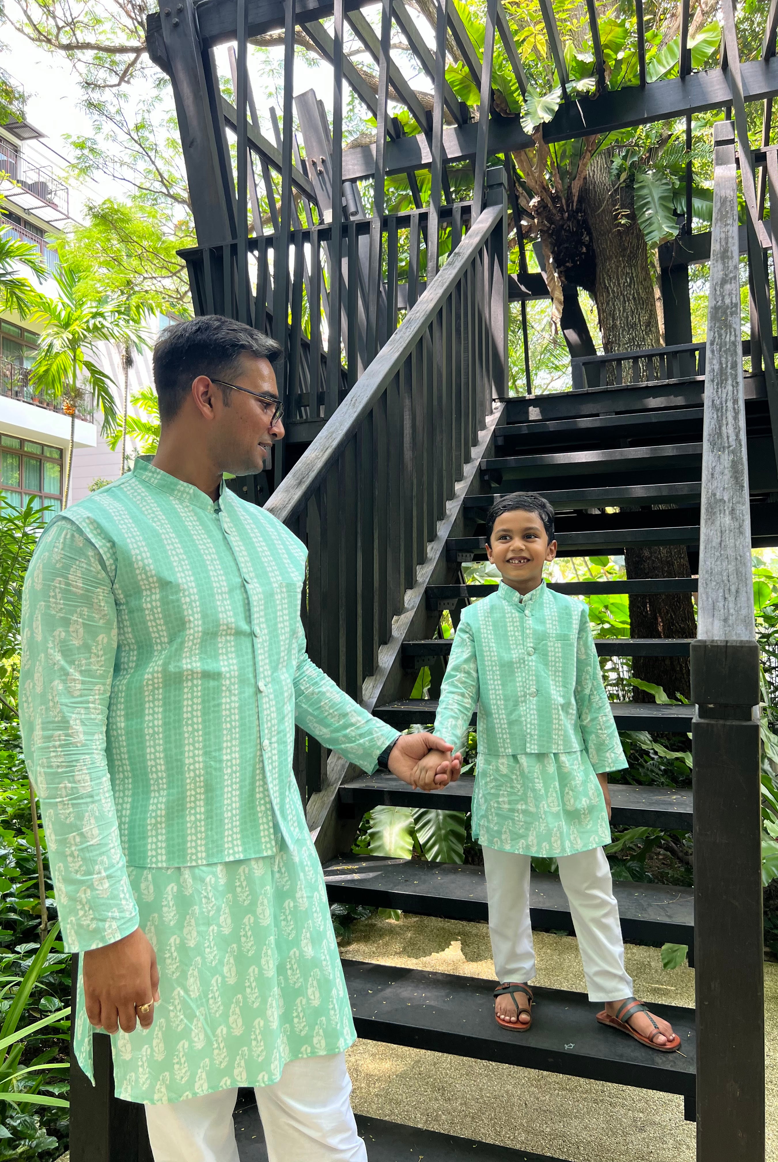 Kurta Jacket for Men match with kids Nimbu SIngapore