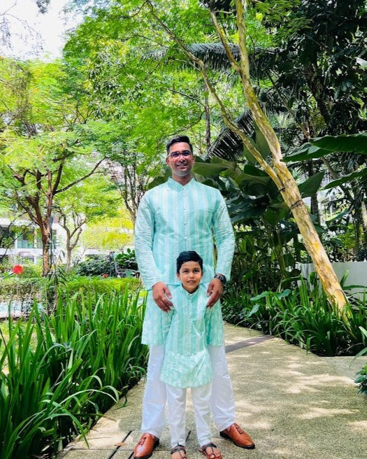 Kurta Jacket for Men match with kids Nimbu SIngapore