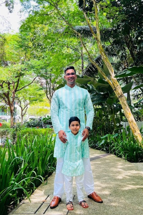 Kurta Jacket for Men match with kids Nimbu SIngapore