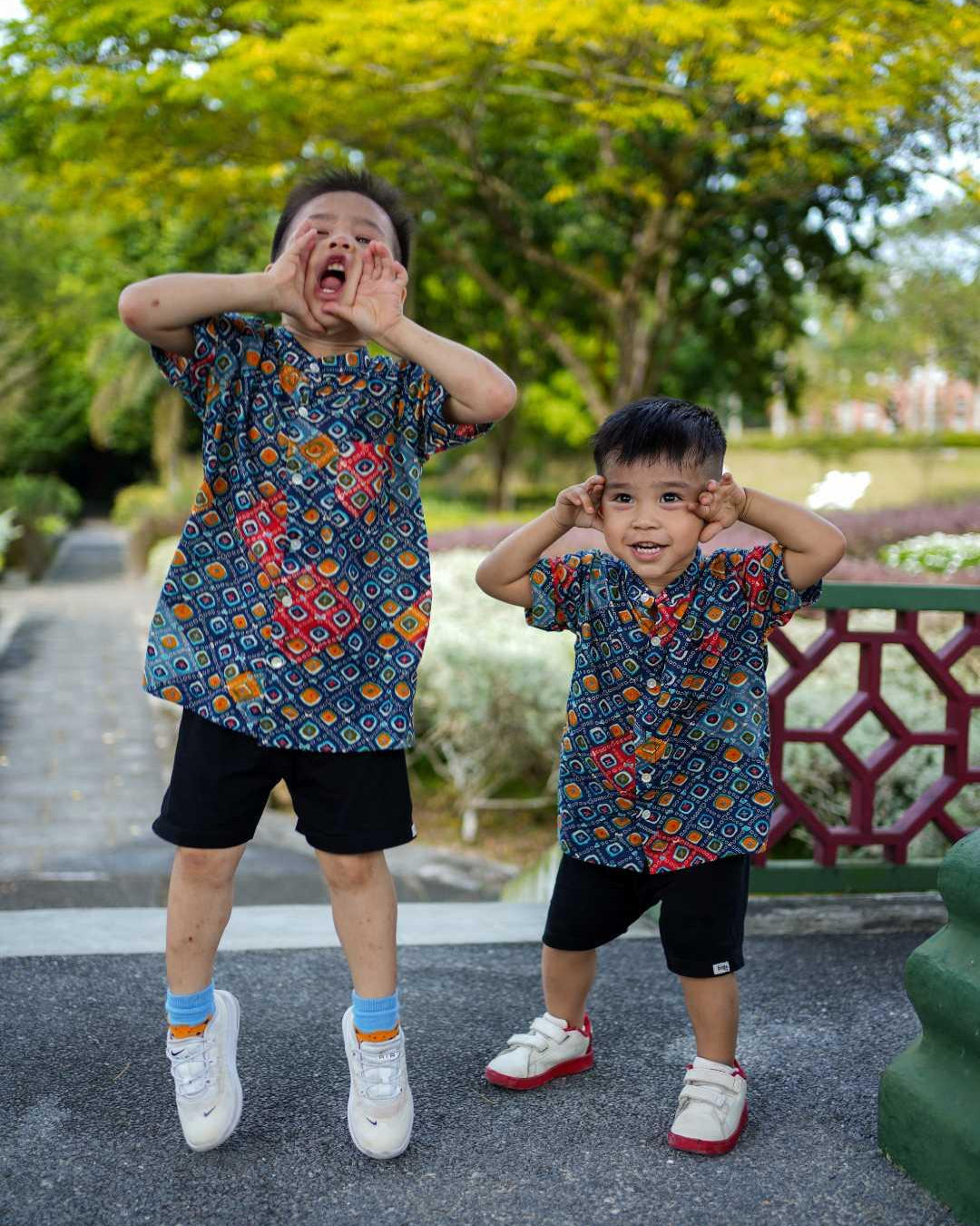 Jade Blue Boys Mandarin Cotton Shirt