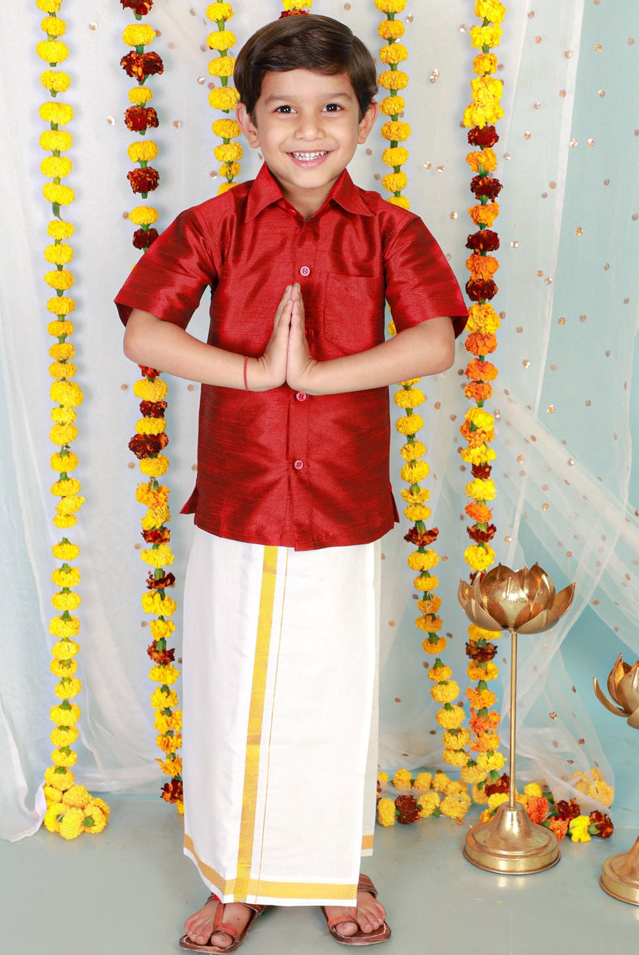 Mundu set for boys - Maroon