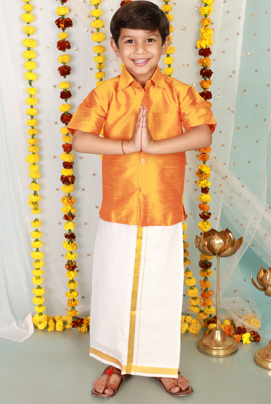 Mundu set for boys - Yellow