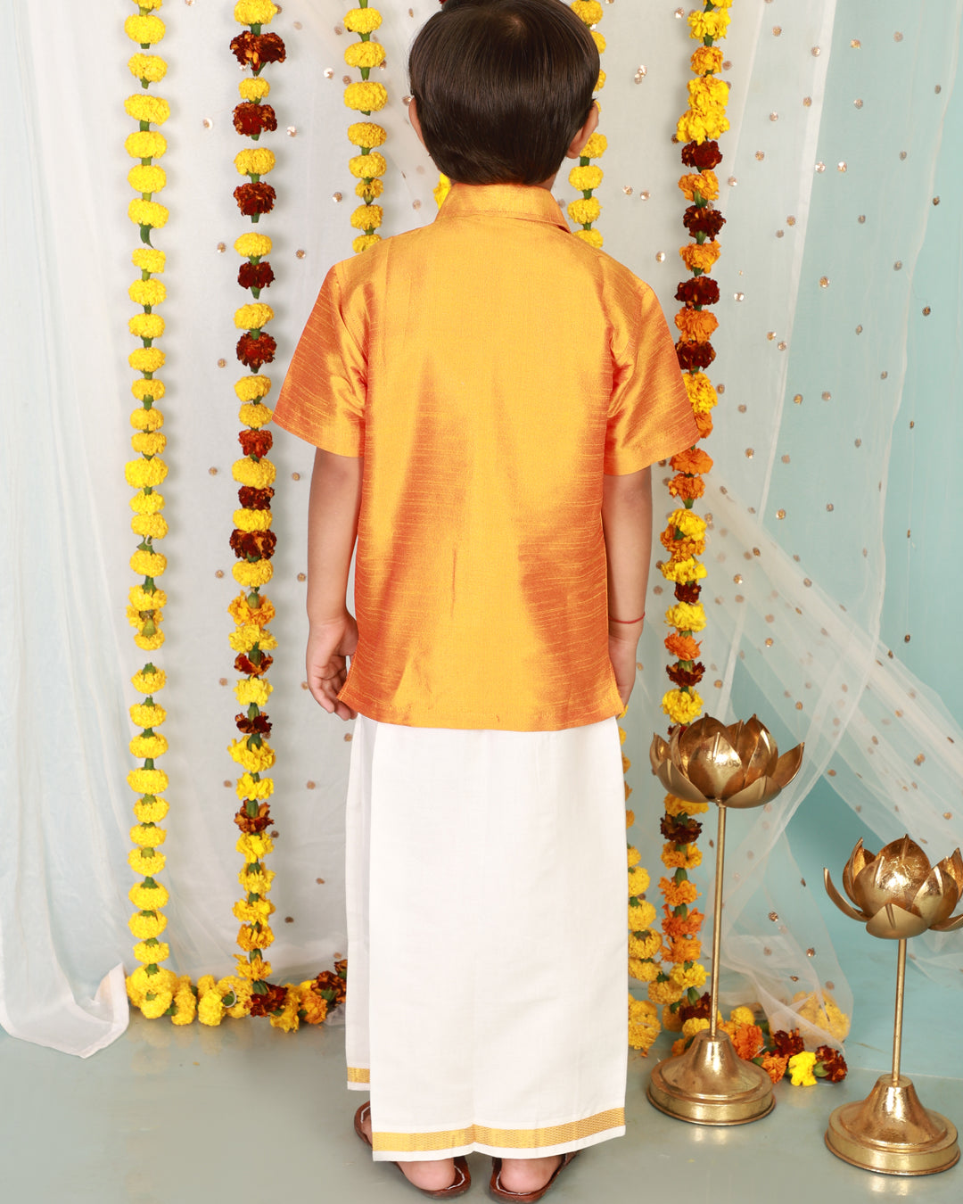 Mundu set for boys - Yellow