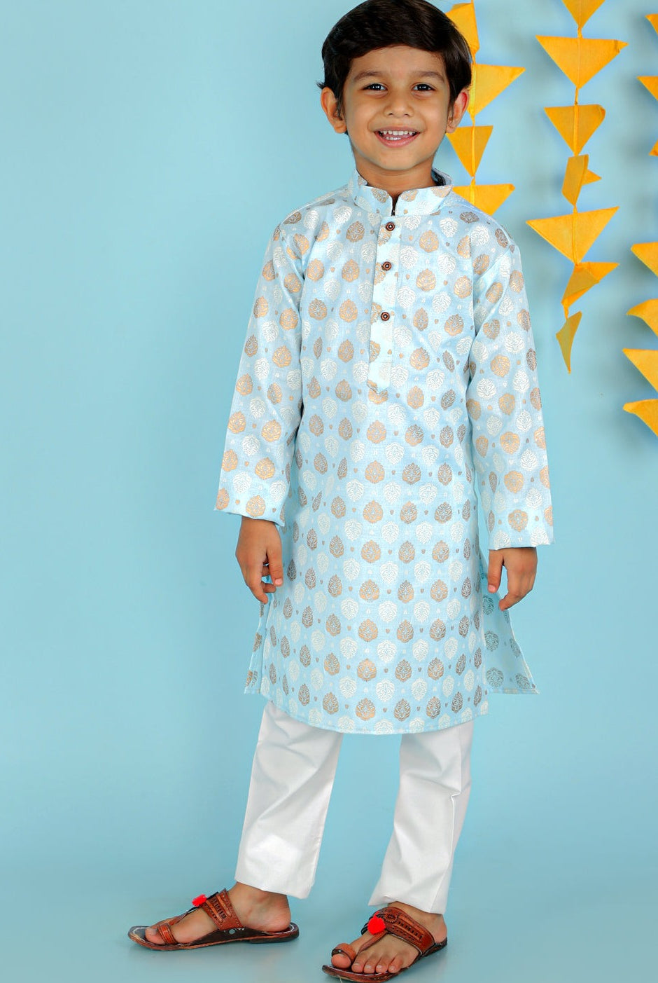 zen khari print kurta for boys
