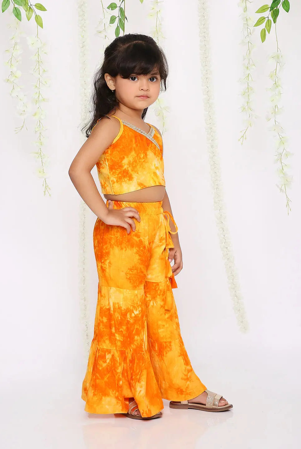 Kesar Sharara crop top set for girls