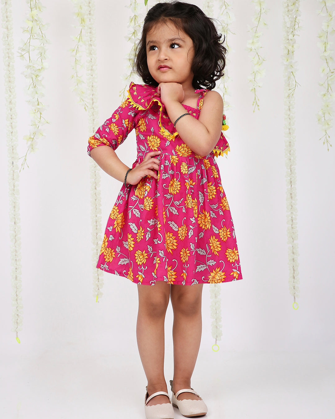 Kamal Frilly Frock in Pink