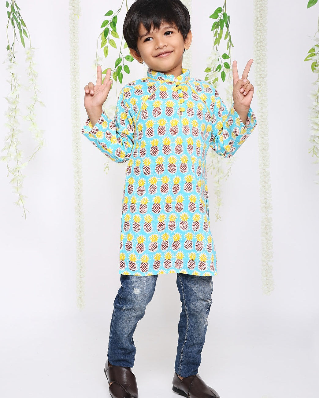 Pineapple punch cotton kurta