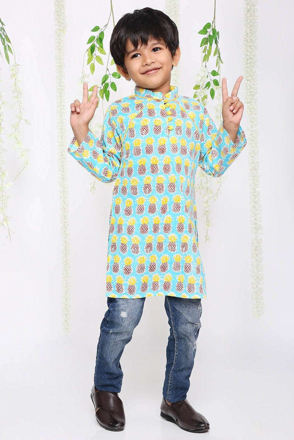 Pineapple punch cotton kurta