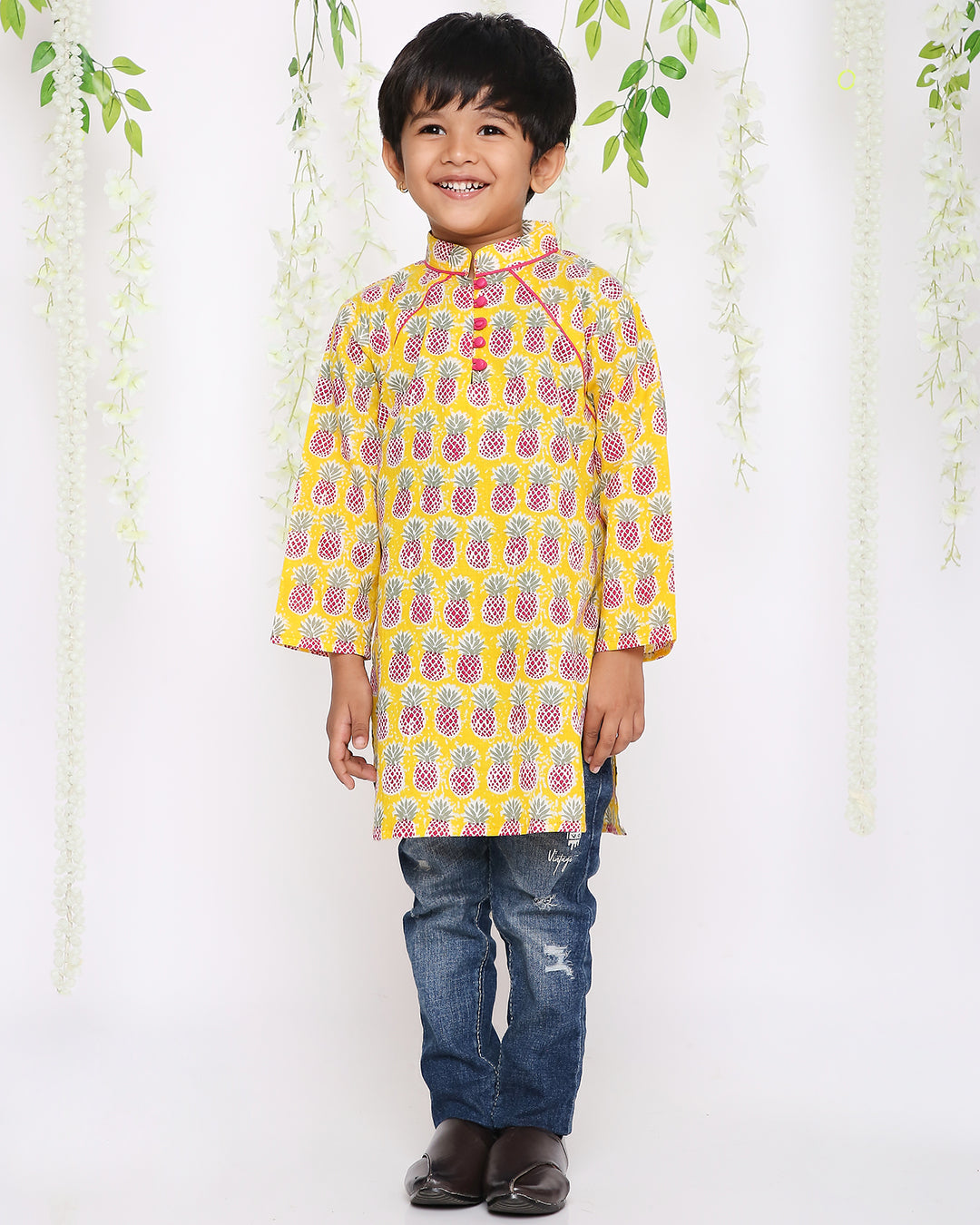 Pineapple punch kurta in yellow
