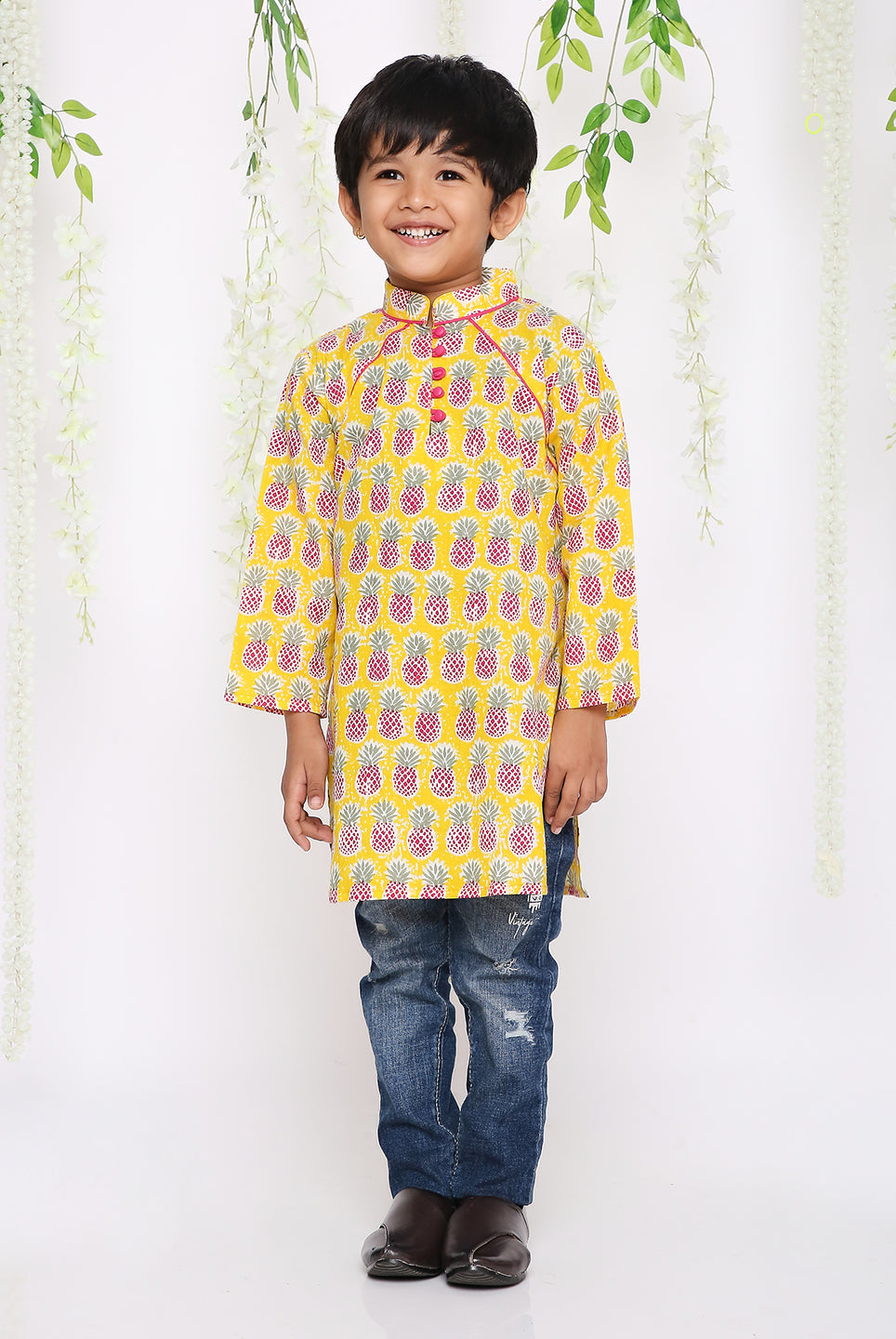 Pineapple punch kurta in yellow