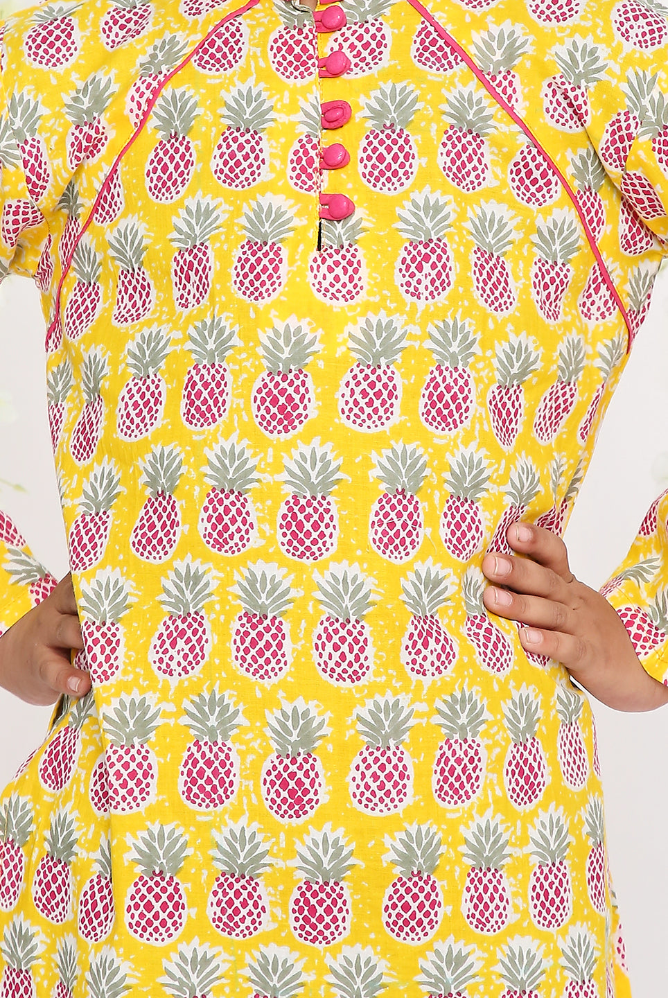 Pineapple punch kurta in yellow