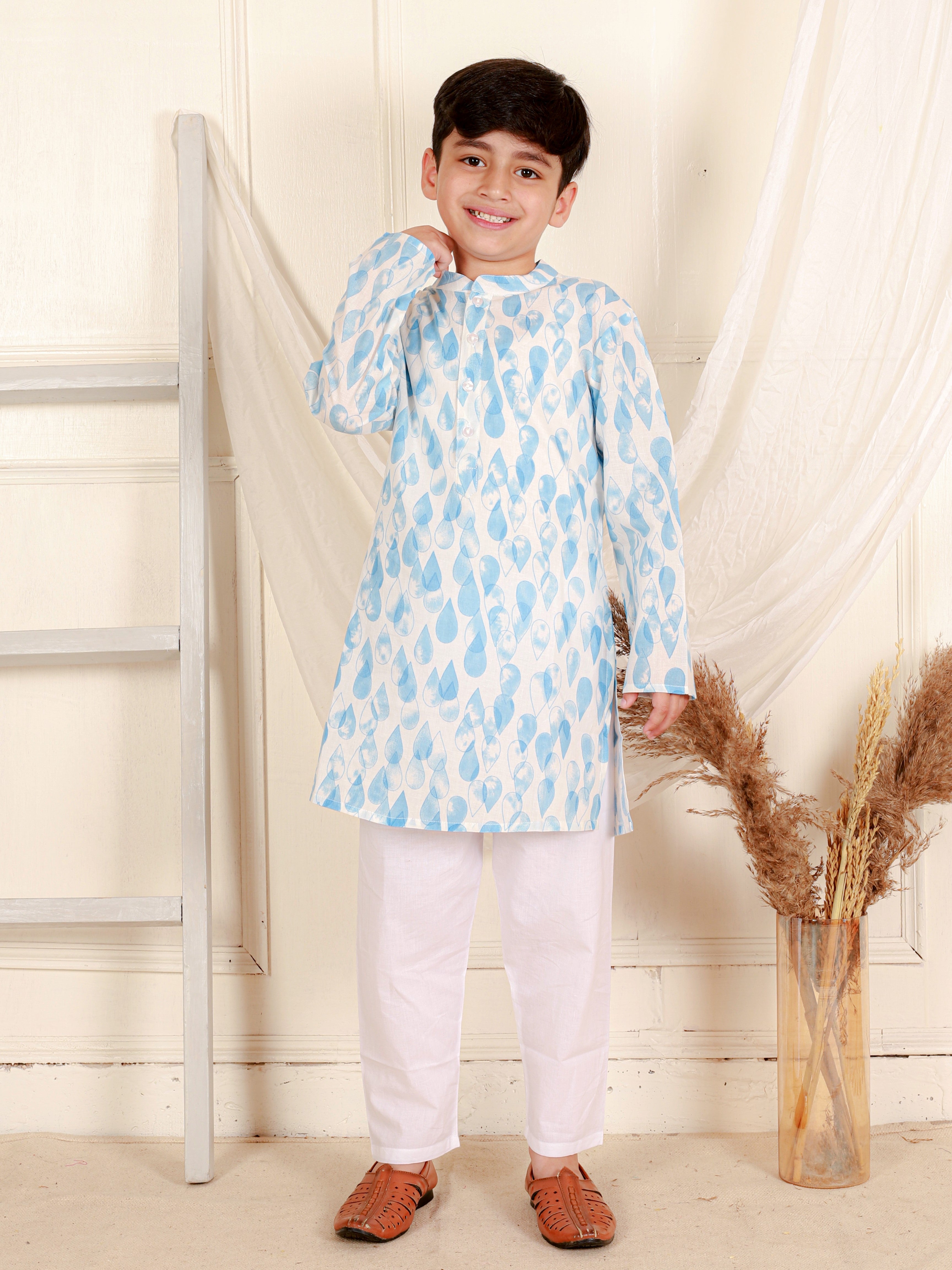 Cotton Cloud Boys Kurta And Pajama - Blue