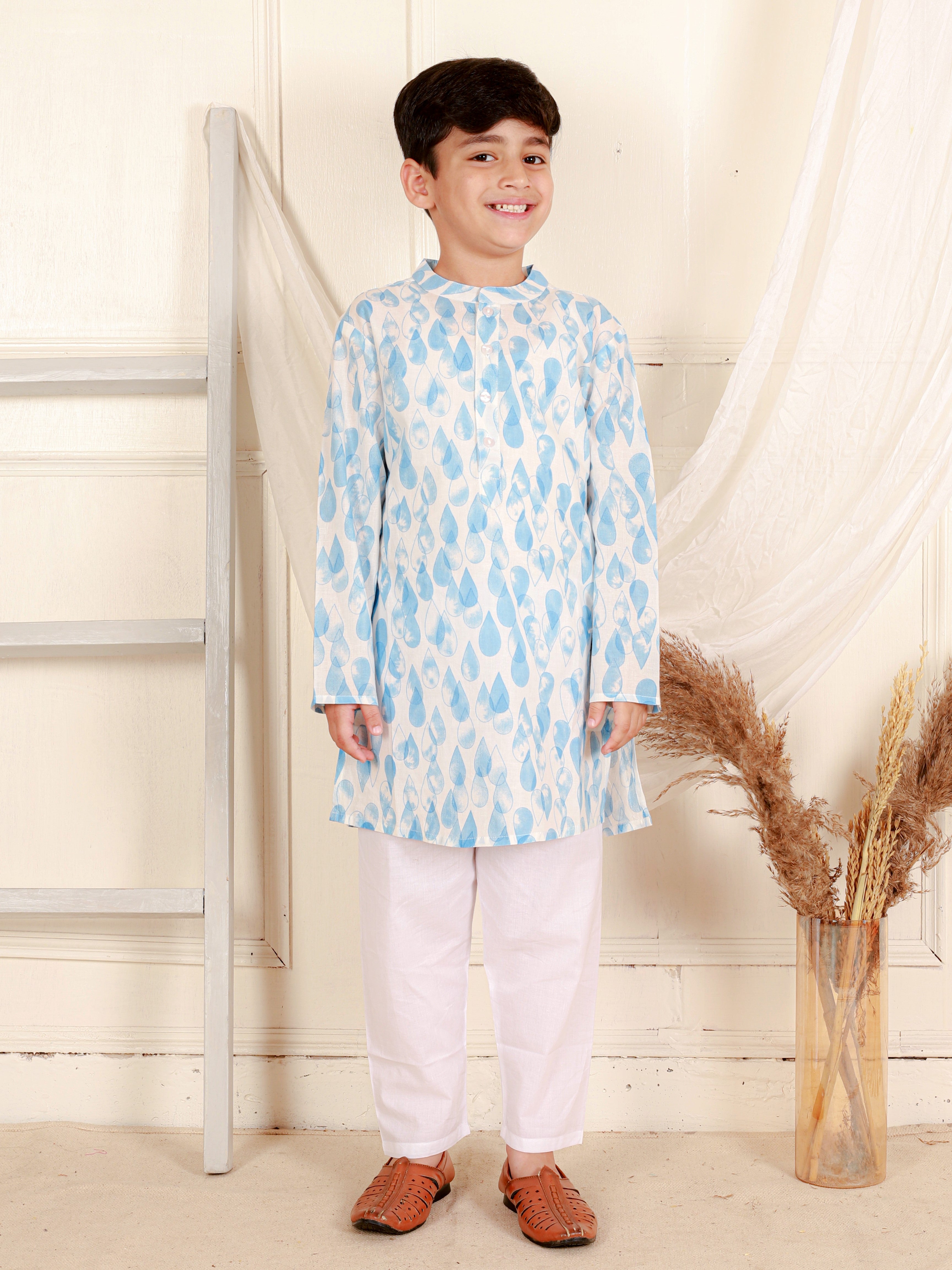 Cotton Cloud Boys Kurta And Pajama - Blue
