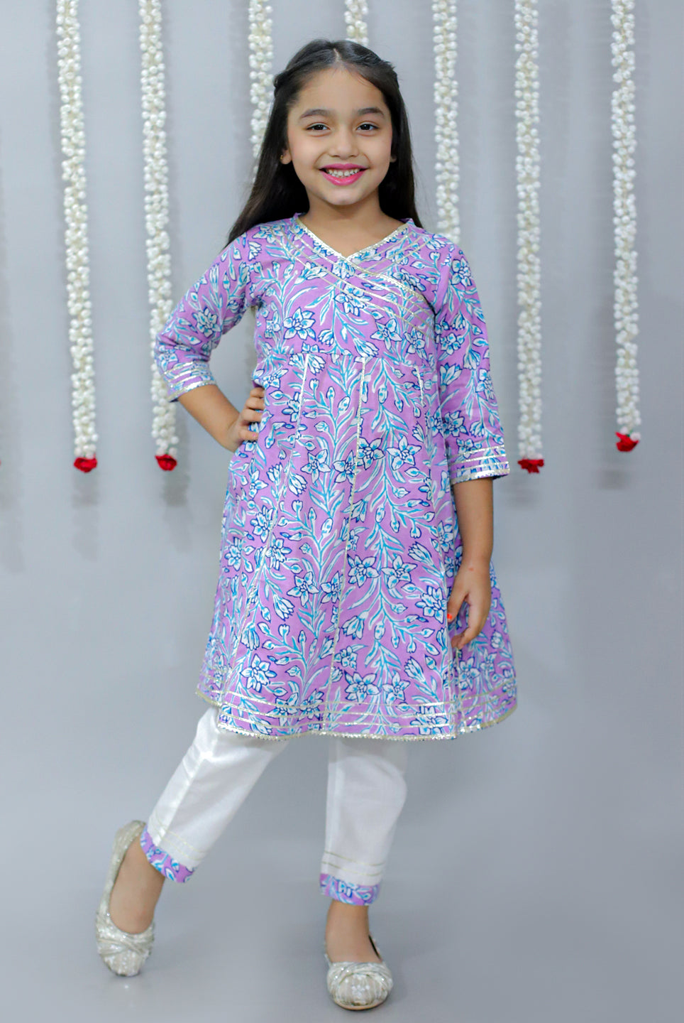 Lavender Fields Girls Cotton Kurta And Pants