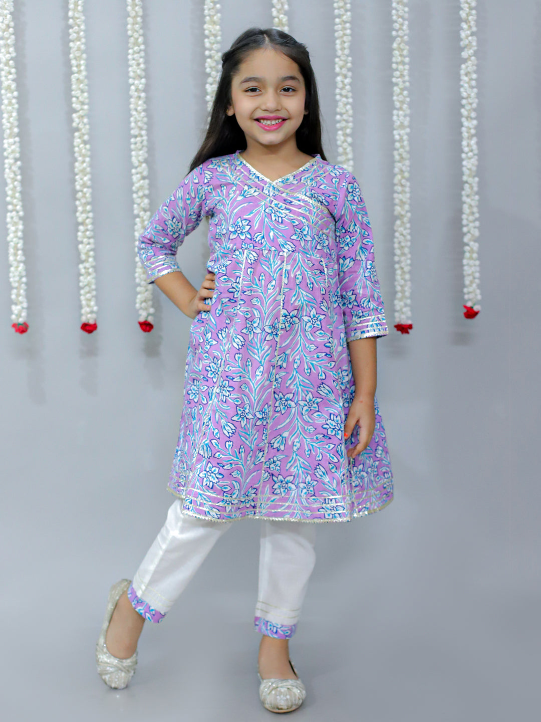 Lavender Fields Girls Cotton Kurta And Pants