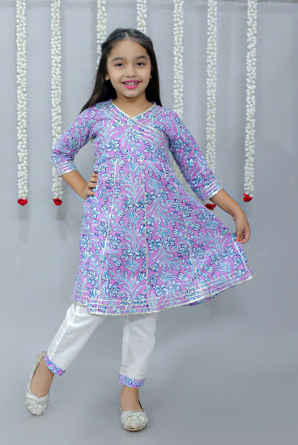Lavender Fields Girls Cotton Kurta And Pants