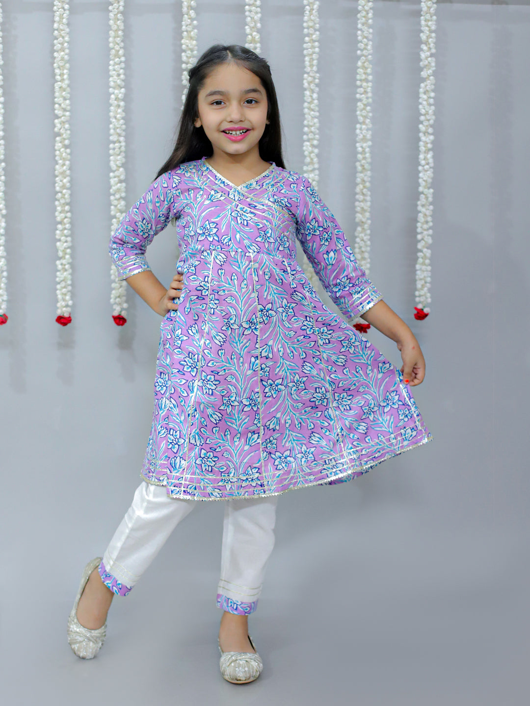 Lavender Fields Girls Cotton Kurta And Pants