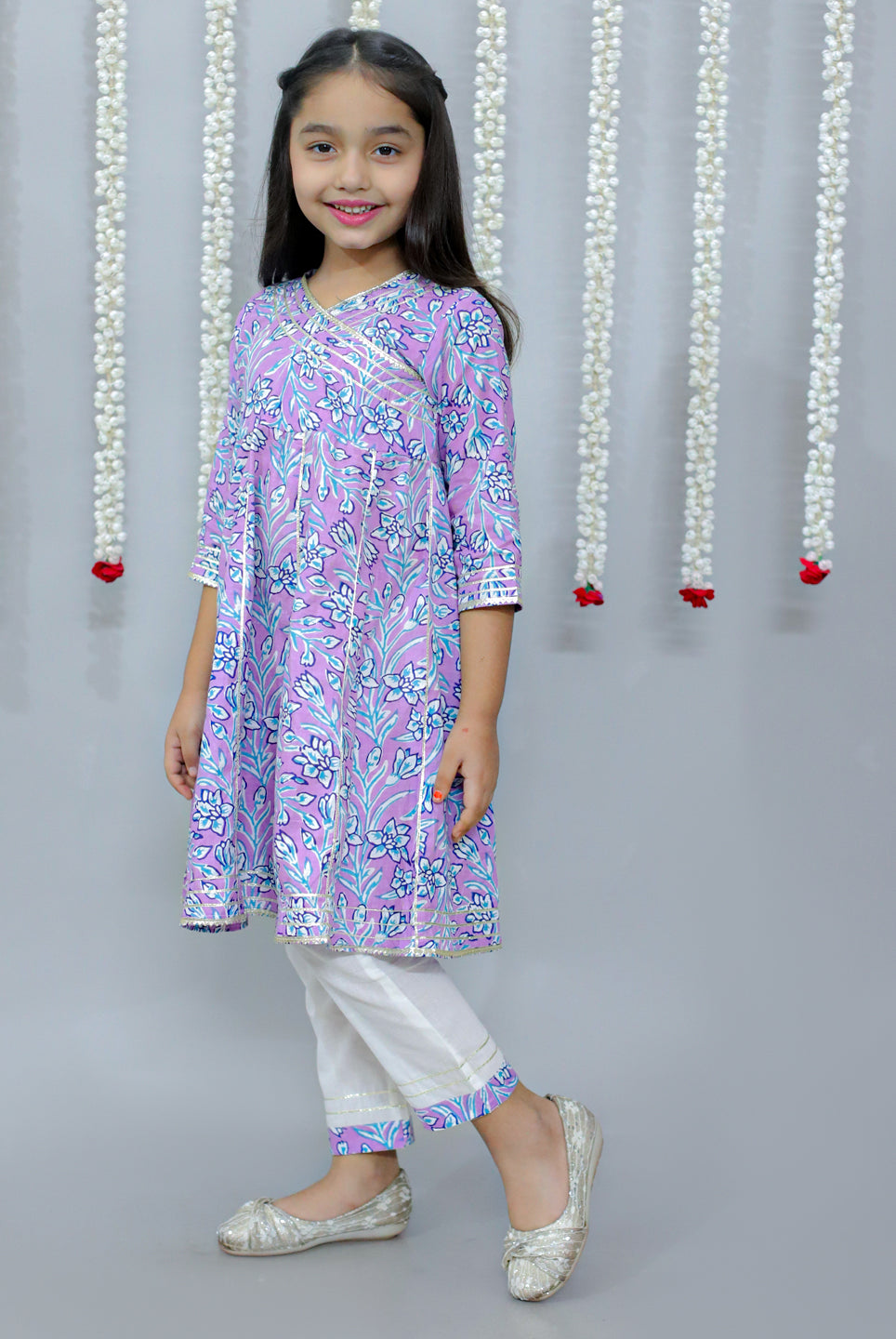 Lavender Fields Girls Cotton Kurta And Pants