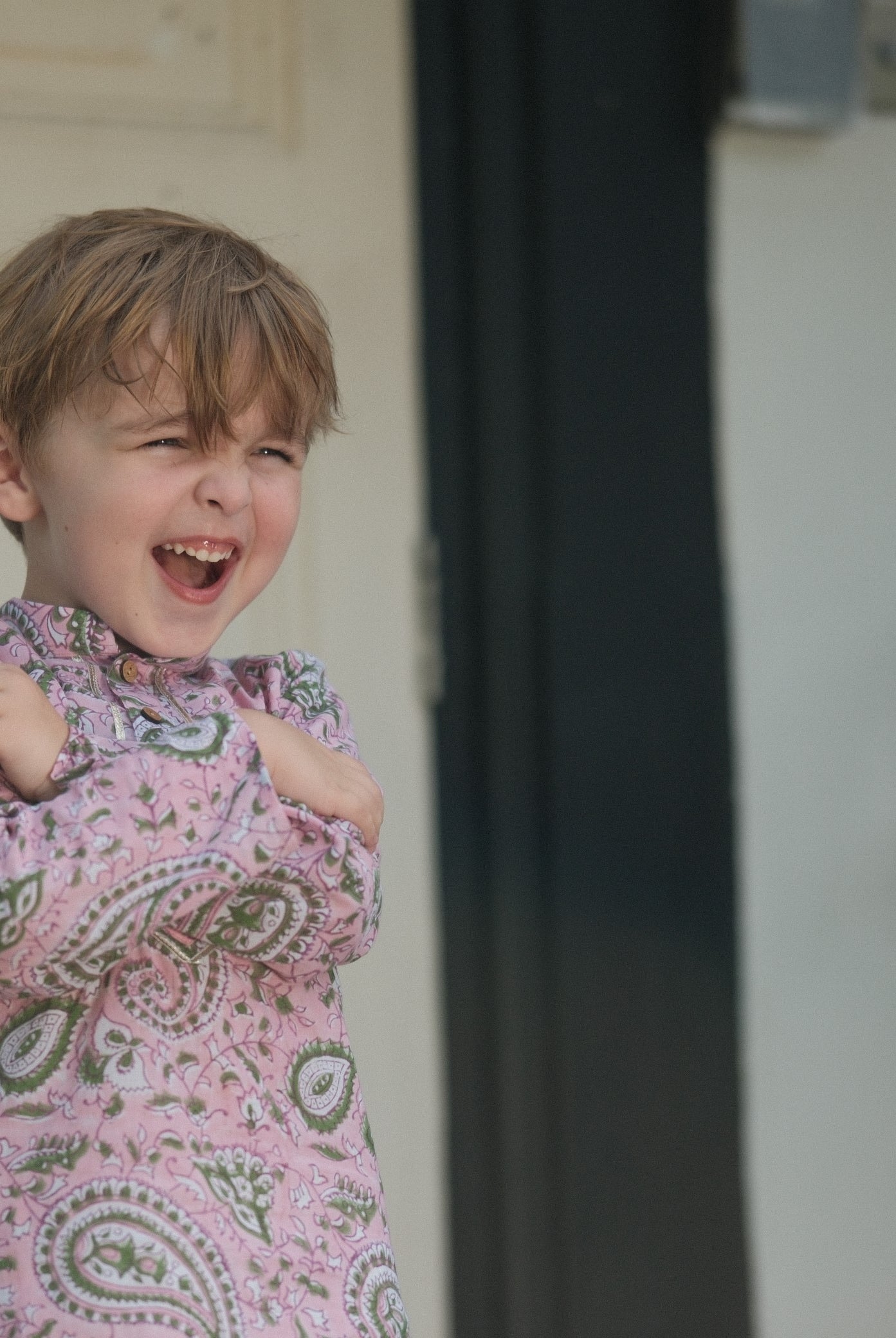 Kali Pink Boys Handblock Printed Cotton Kurta Dhoti 4