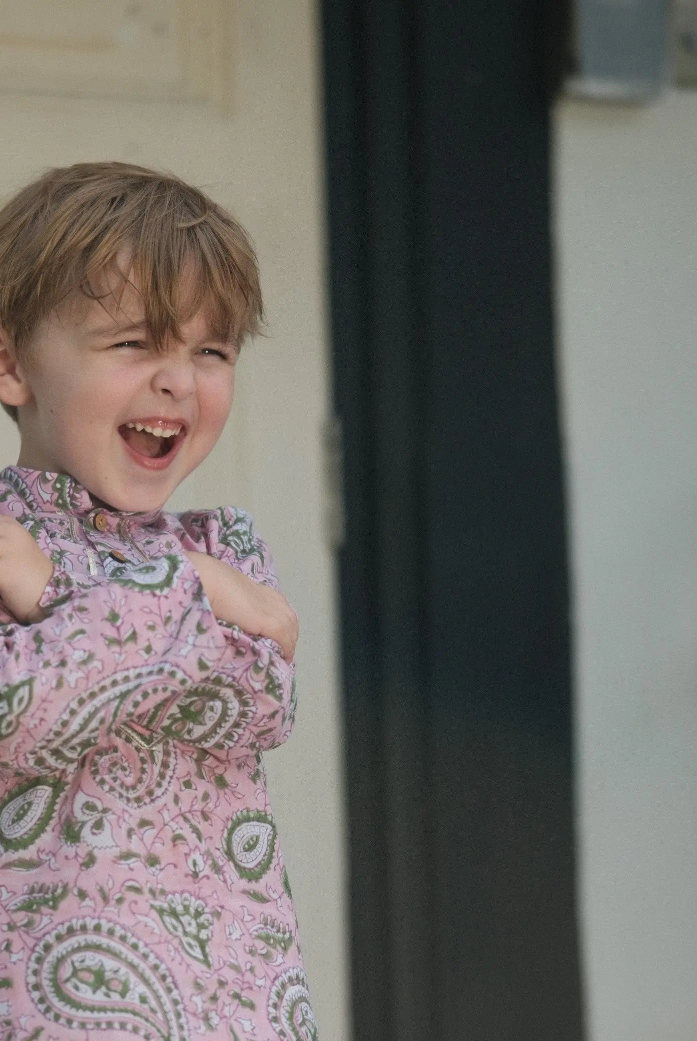 Kali Pink Boys Handblock Printed Cotton Kurta Dhoti 4