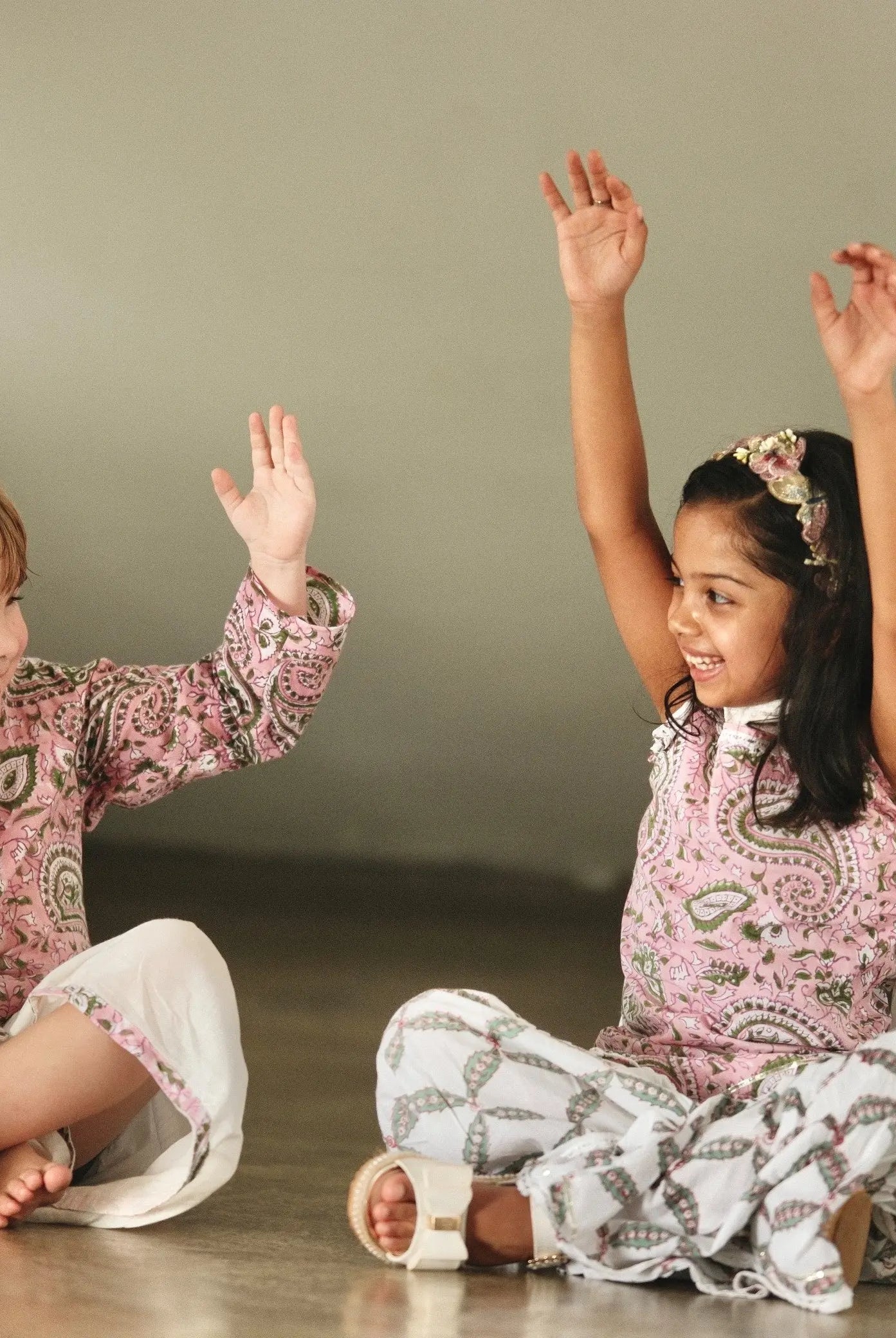 Kali Pink Boys Handblock Printed Cotton Kurta Dhoti 6