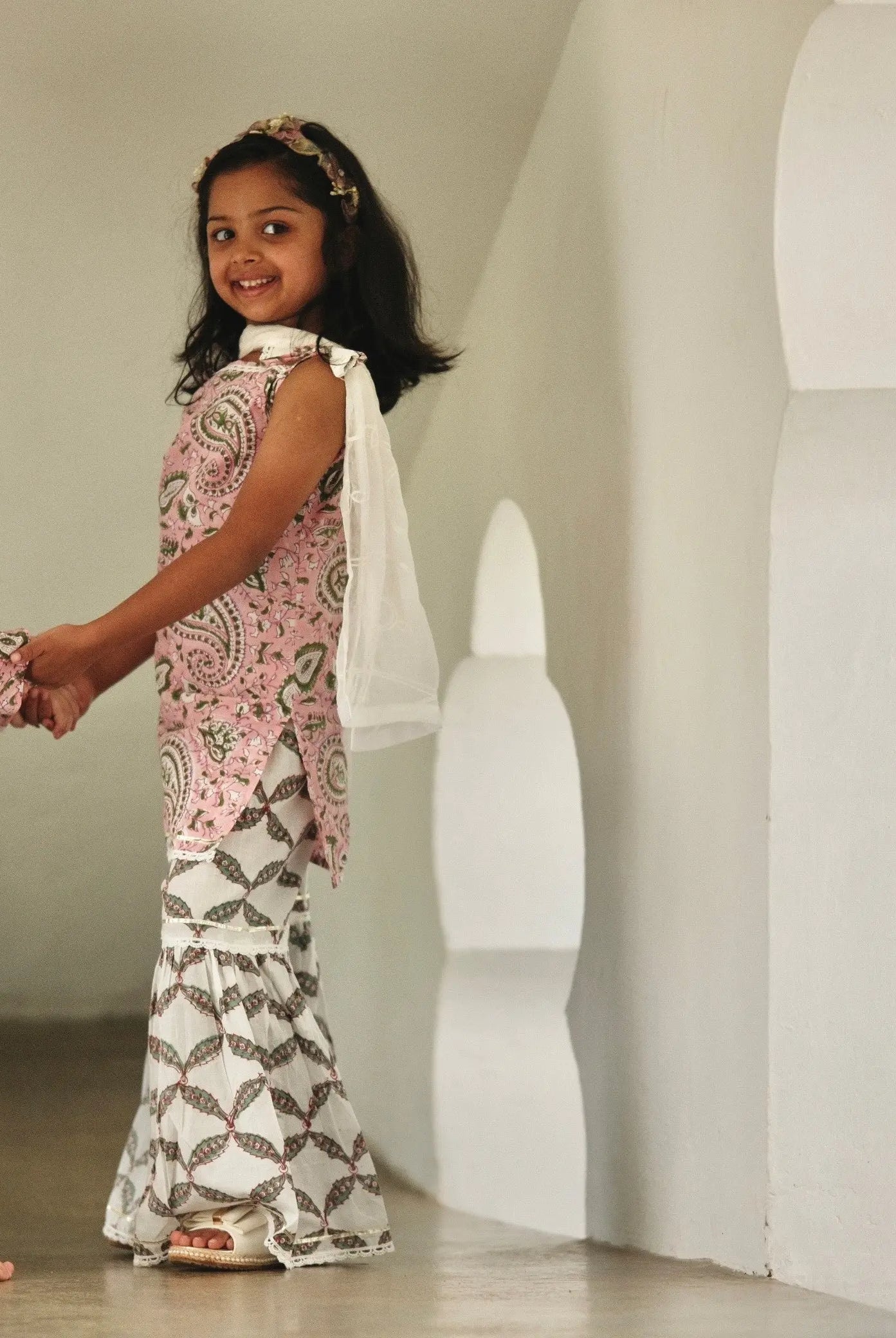 Kali Pink Boys Handblock Printed Cotton Kurta Dhoti 7