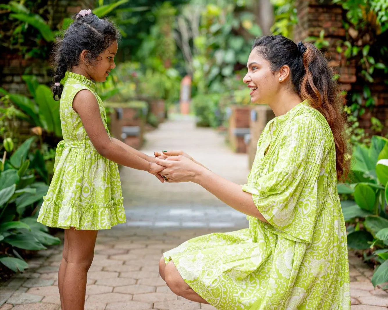 Kyra Girls Pintuck Dress in Lime Green Nimbu