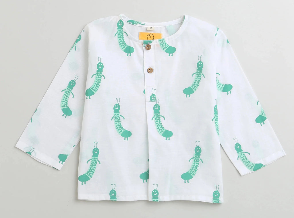 Nimbu Singapore Cotton sleepwear for kids Pajama sets PJs caterpillar print