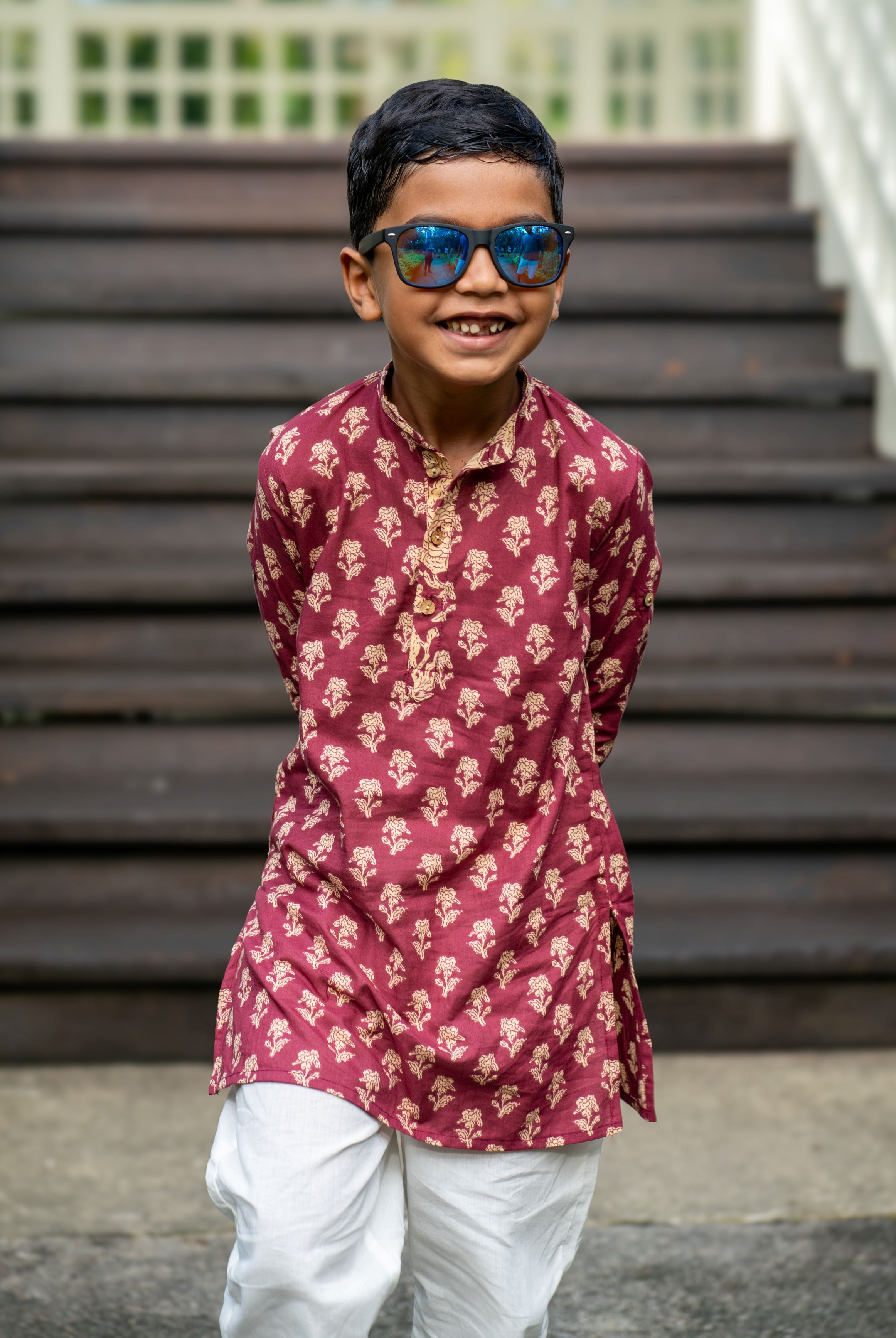 Boys Maroon Kurta Pajama Set in Soft Cotton - Ansh