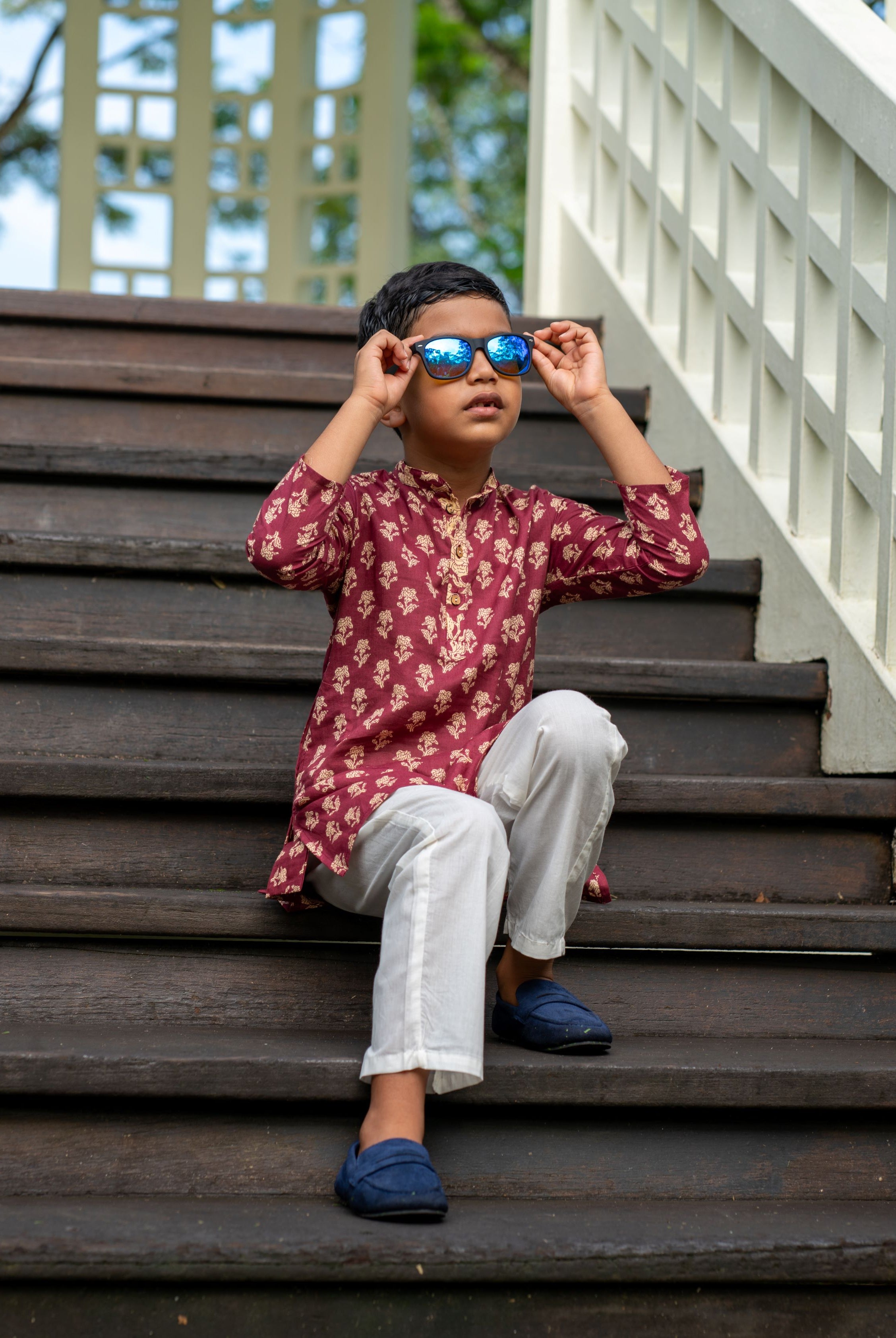 Boys Maroon Kurta Pajama Set in Soft Cotton - Ansh