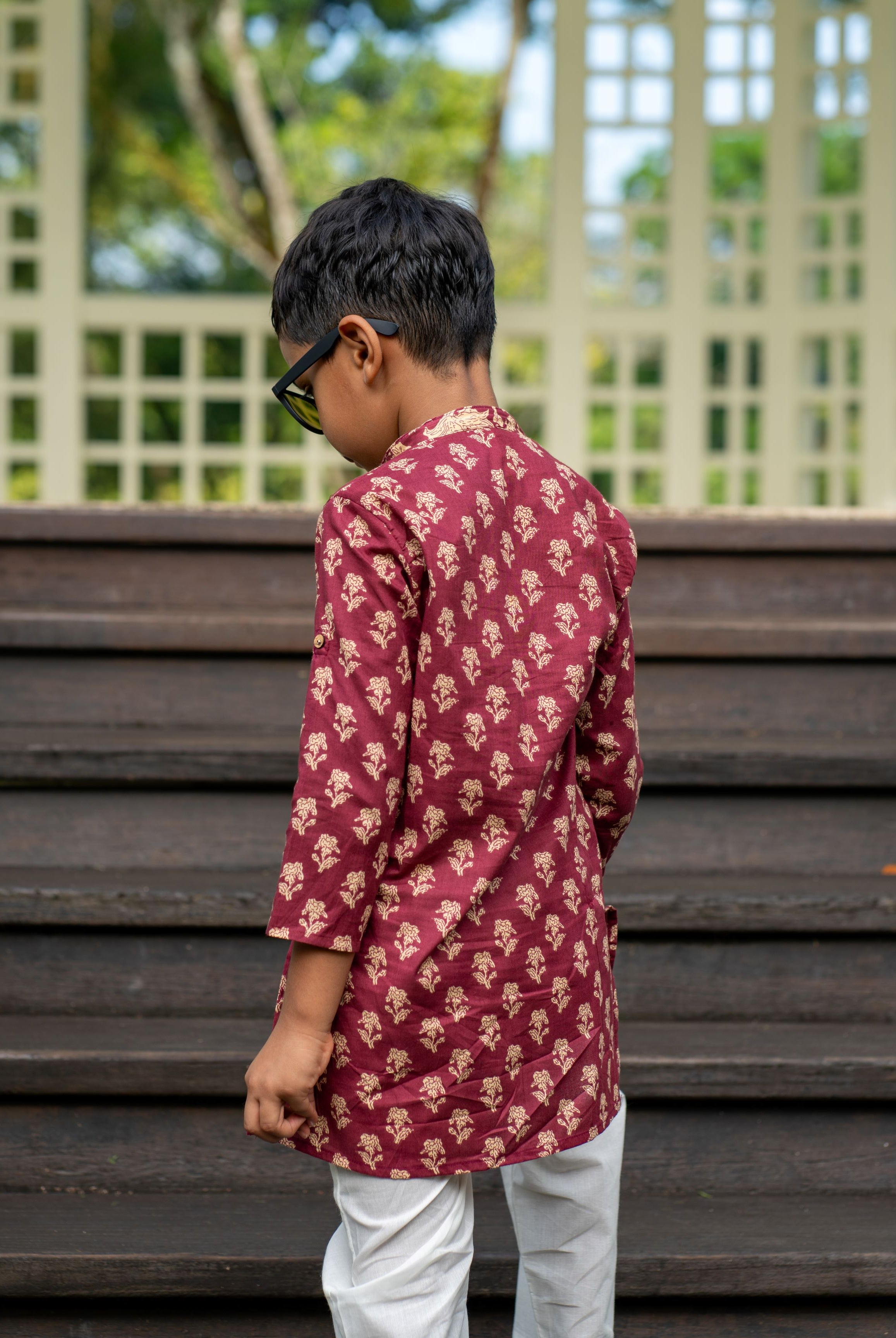 Boys Maroon Kurta Pajama Set in Soft Cotton - Ansh