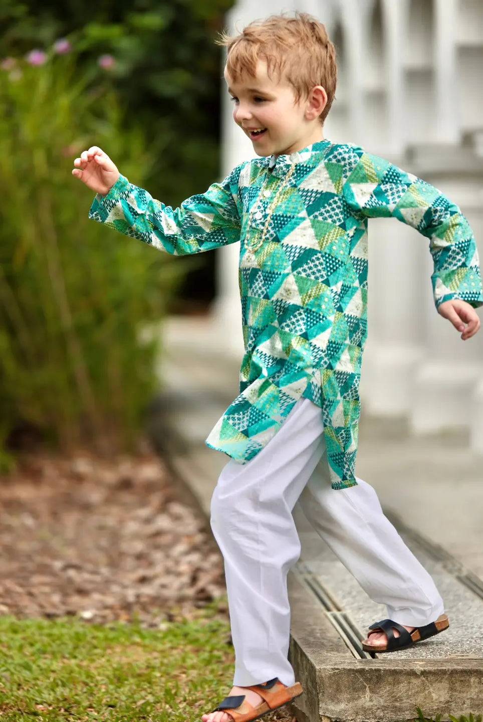 Mehak Blue Boys Kurta Pajama in Cotton Nimbu