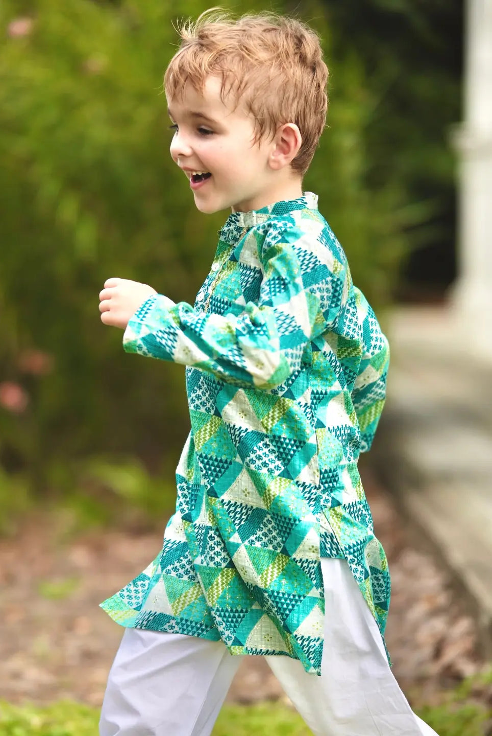 Mehak Blue Boys Kurta Pajama in Cotton Nimbu