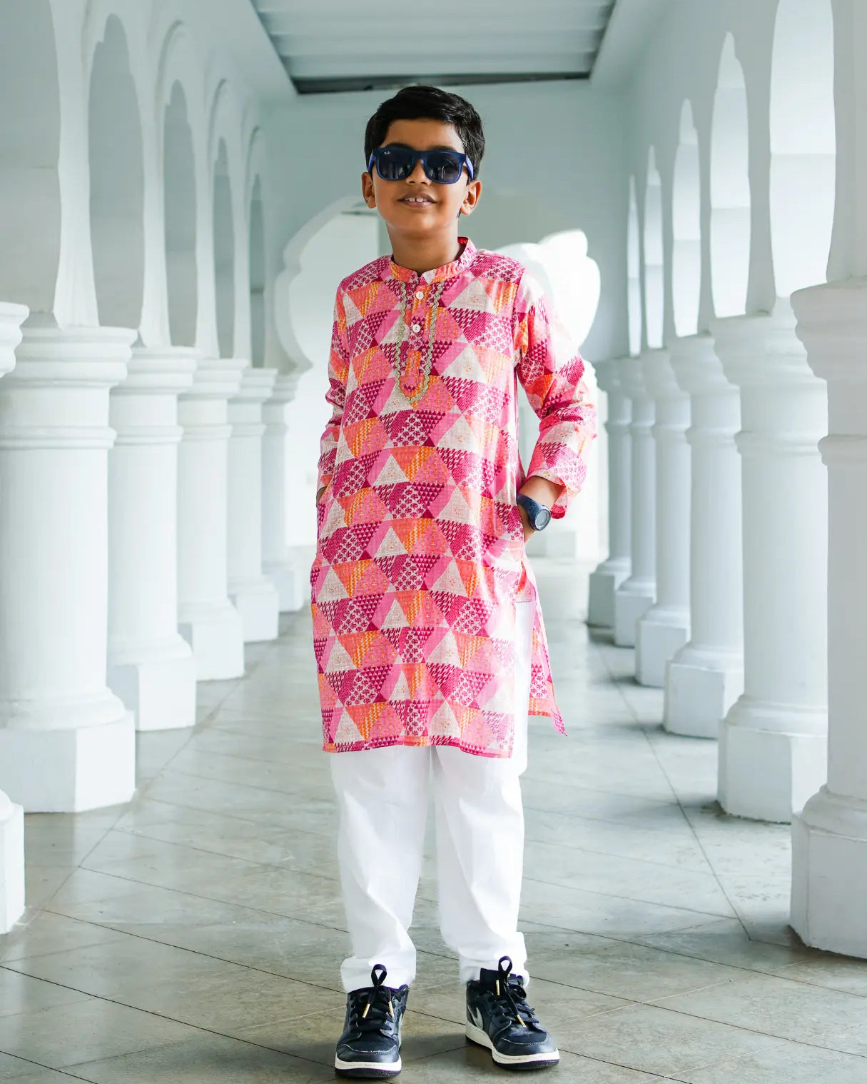 Mehak Pink Boys Kurta Pajama in Cotton Nimbu
