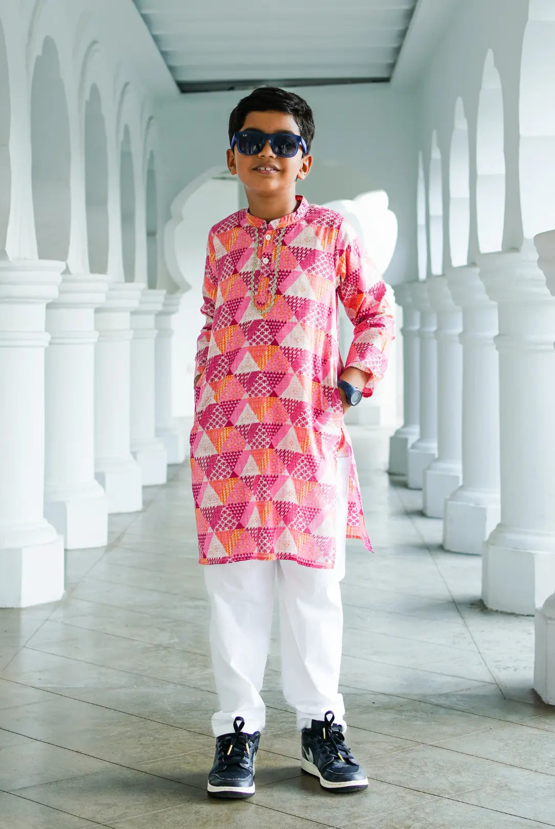 Mehak Pink Boys Kurta Pajama in Cotton Nimbu