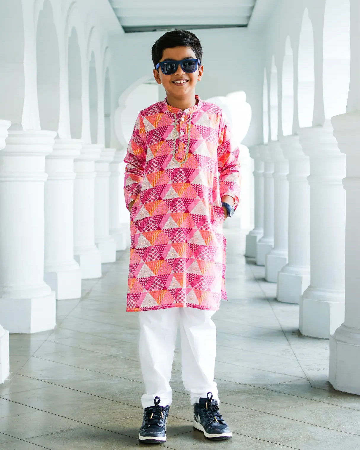 Mehak Pink Boys Kurta Pajama in Cotton Nimbu
