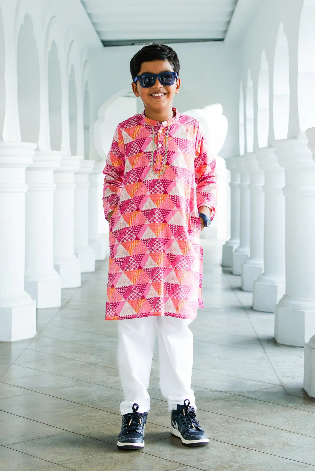 Mehak Pink Boys Kurta Pajama in Cotton Nimbu