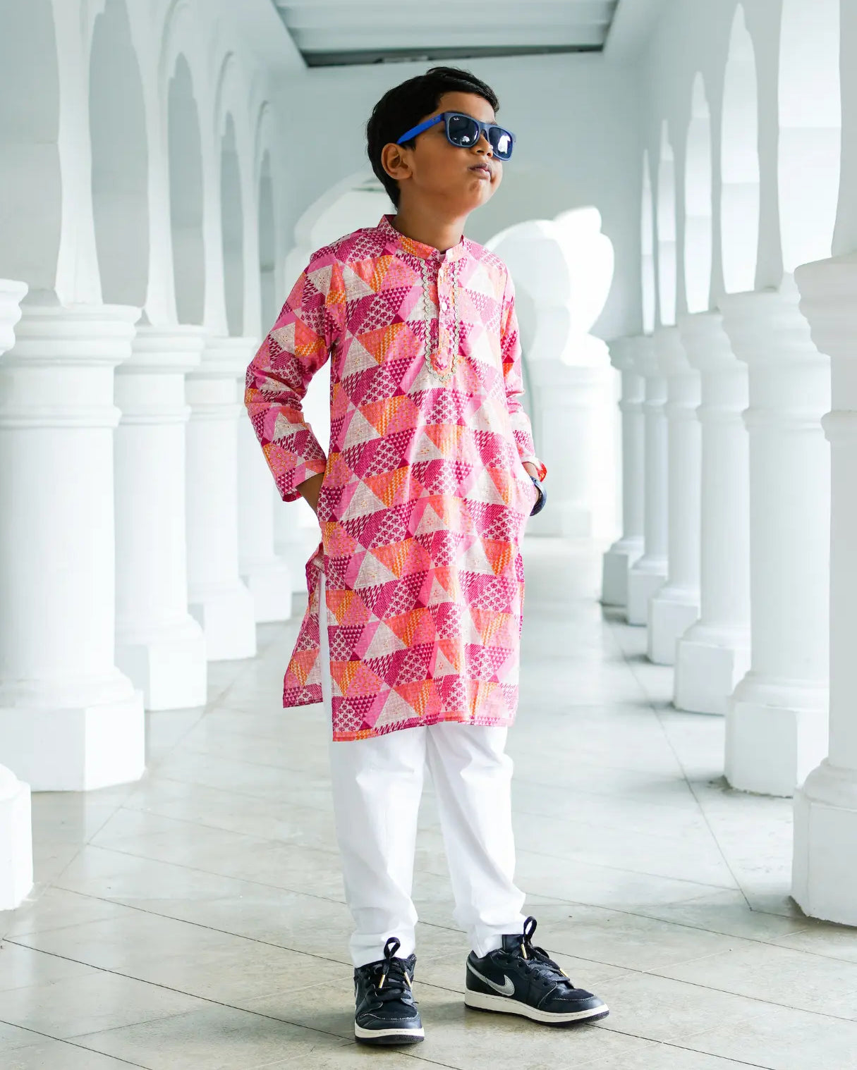 Mehak Pink Boys Kurta Pajama in Cotton Nimbu
