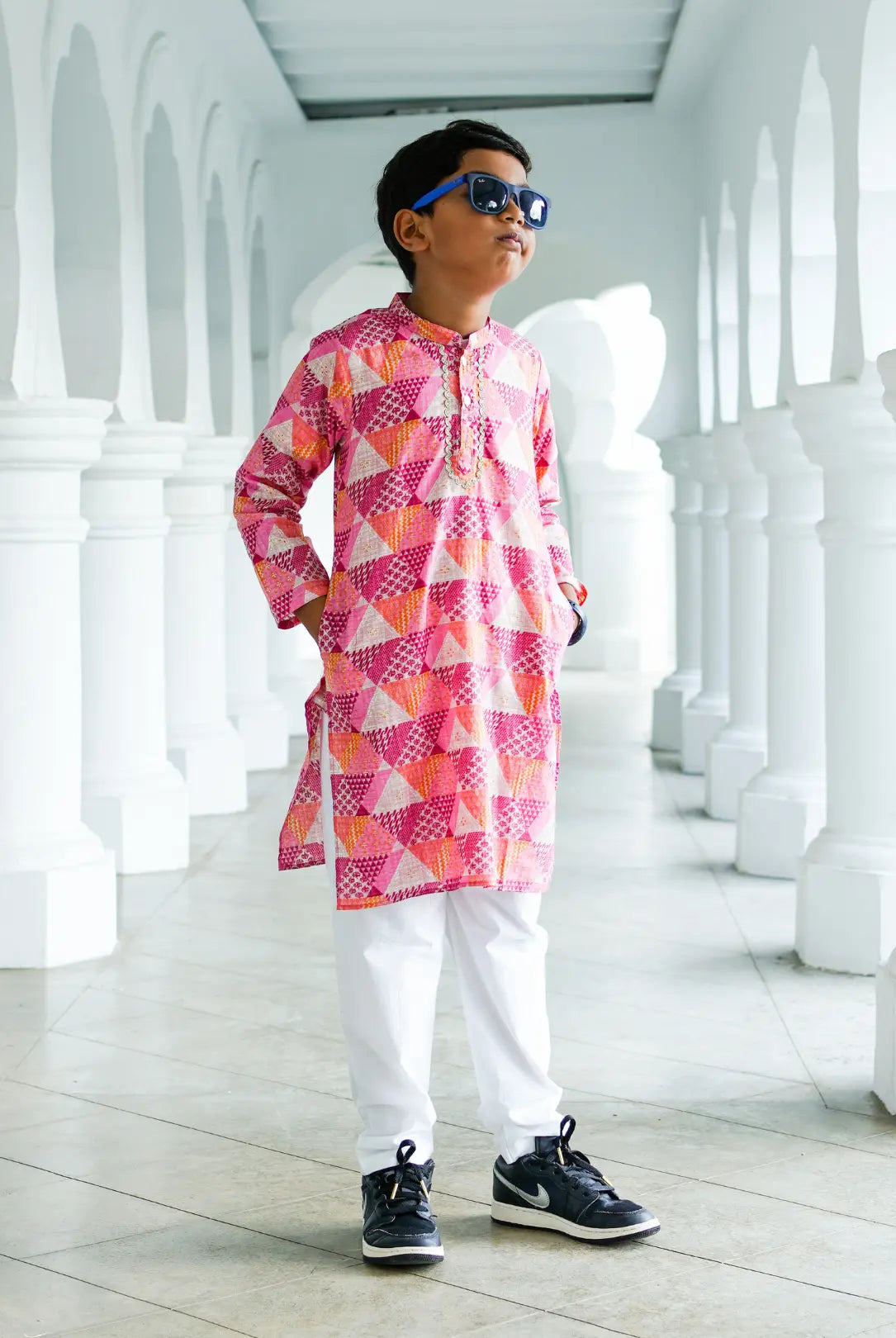 Mehak Pink Boys Kurta Pajama in Cotton Nimbu