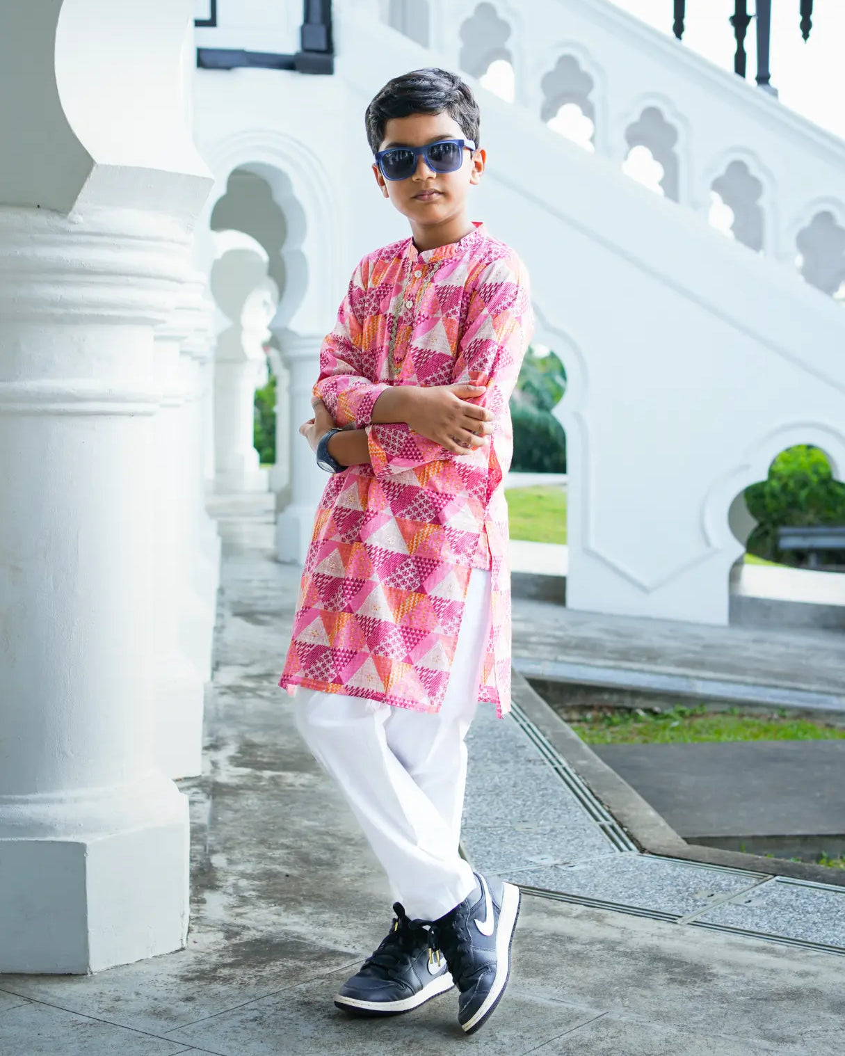Mehak Pink Boys Kurta Pajama in Cotton Nimbu