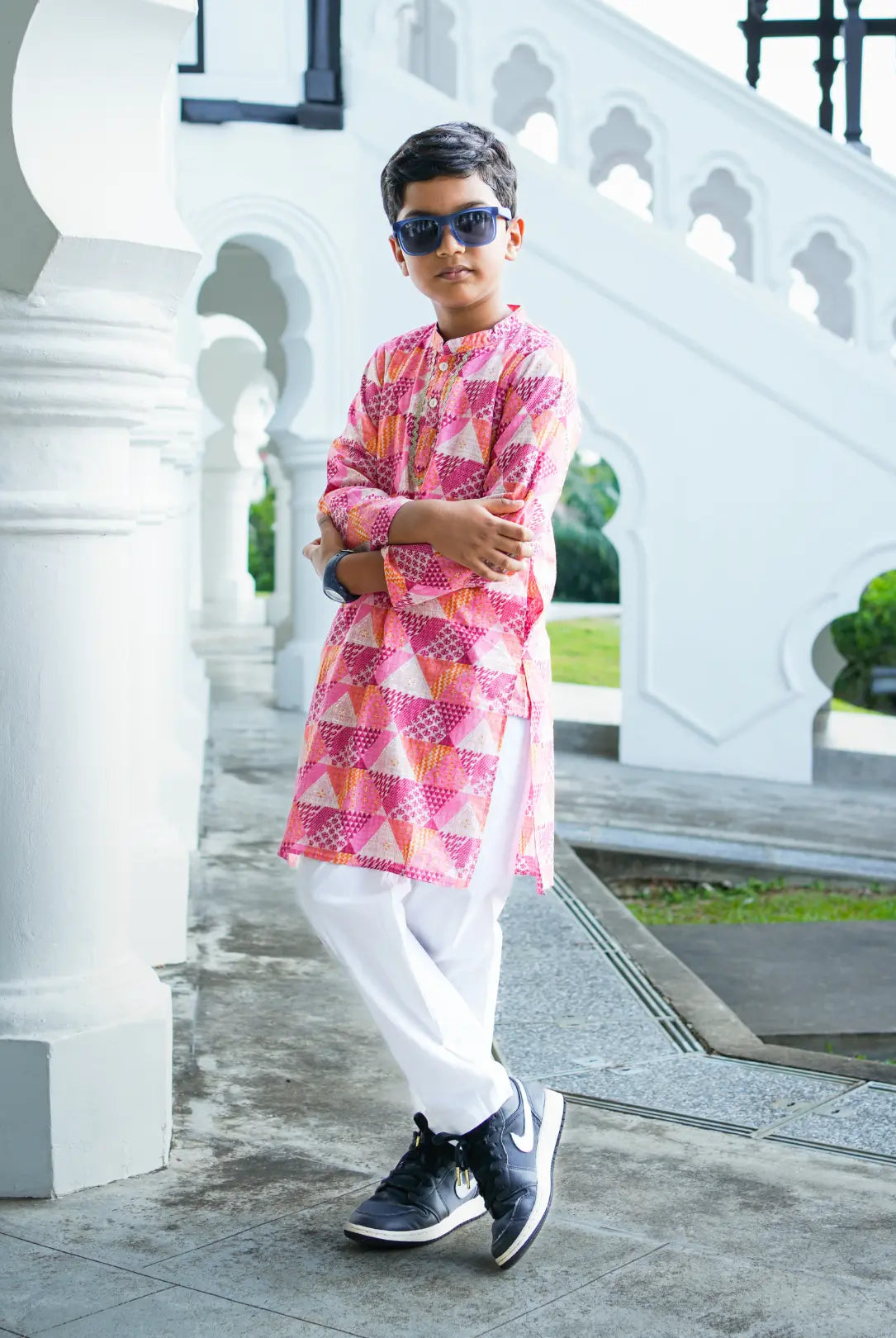 Mehak Pink Boys Kurta Pajama in Cotton Nimbu