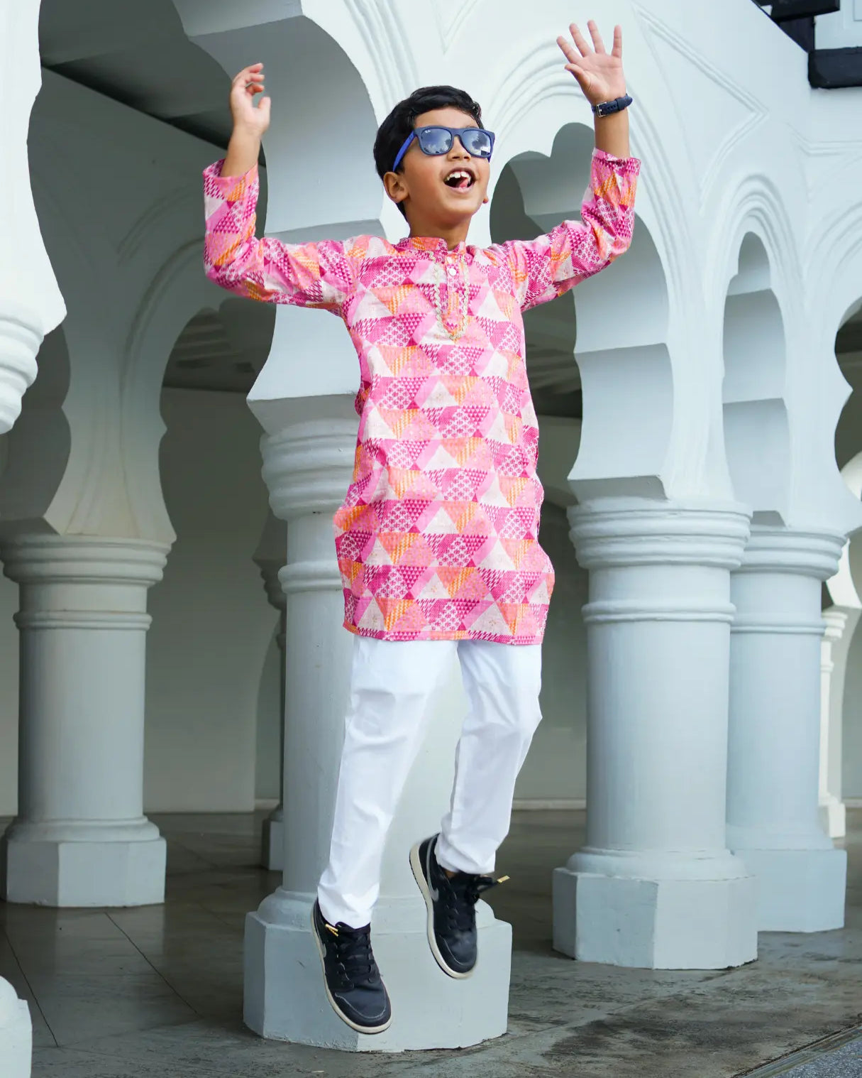 Mehak Pink Boys Kurta Pajama in Cotton Nimbu
