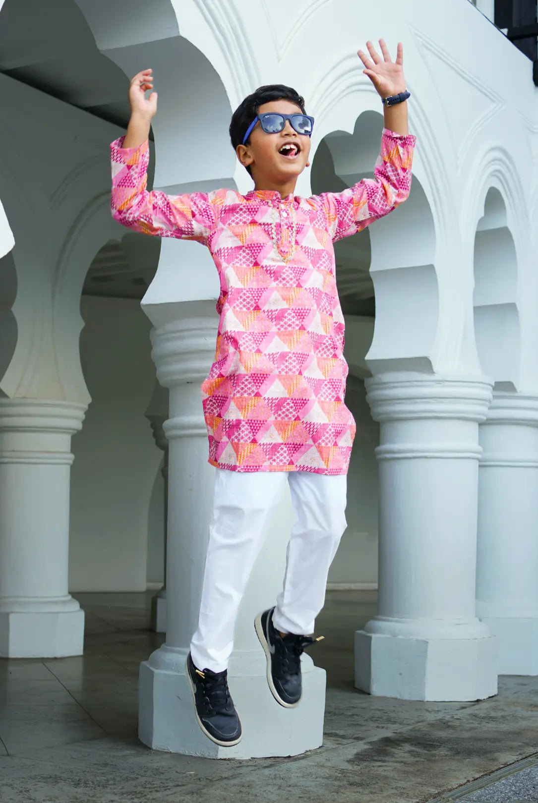 Mehak Pink Boys Kurta Pajama in Cotton Nimbu