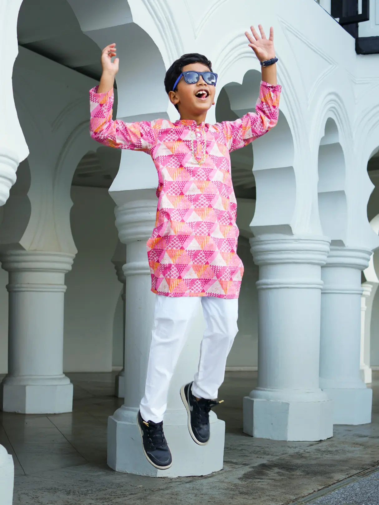 Mehak Pink Boys Kurta Pajama in Cotton Nimbu