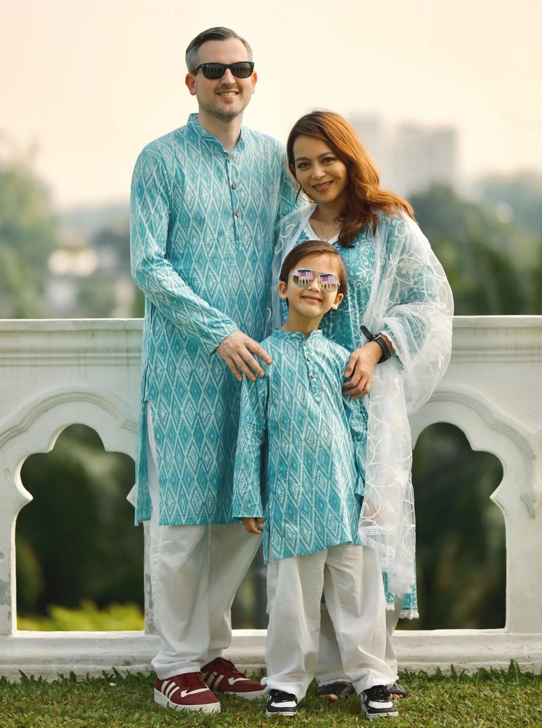 'Meher' Men's Blue Kurta Pajama Set in Soft Cotton Nimbu