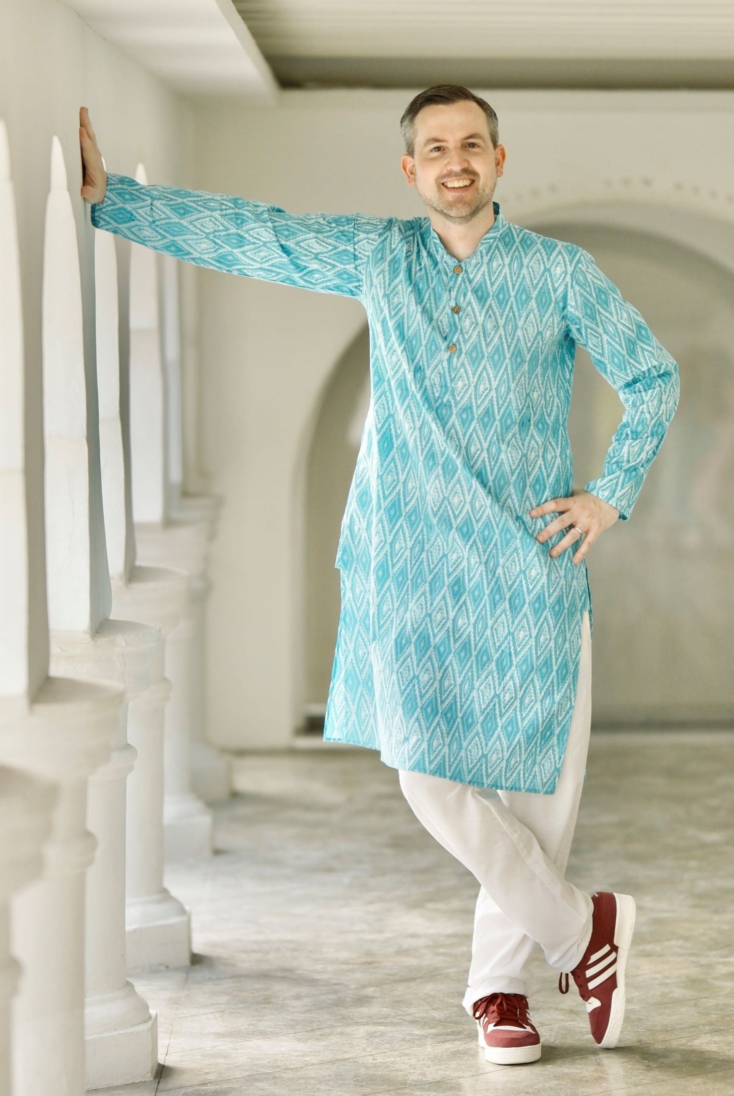 'Meher' Men's Blue Kurta Pajama Set in Soft Cotton