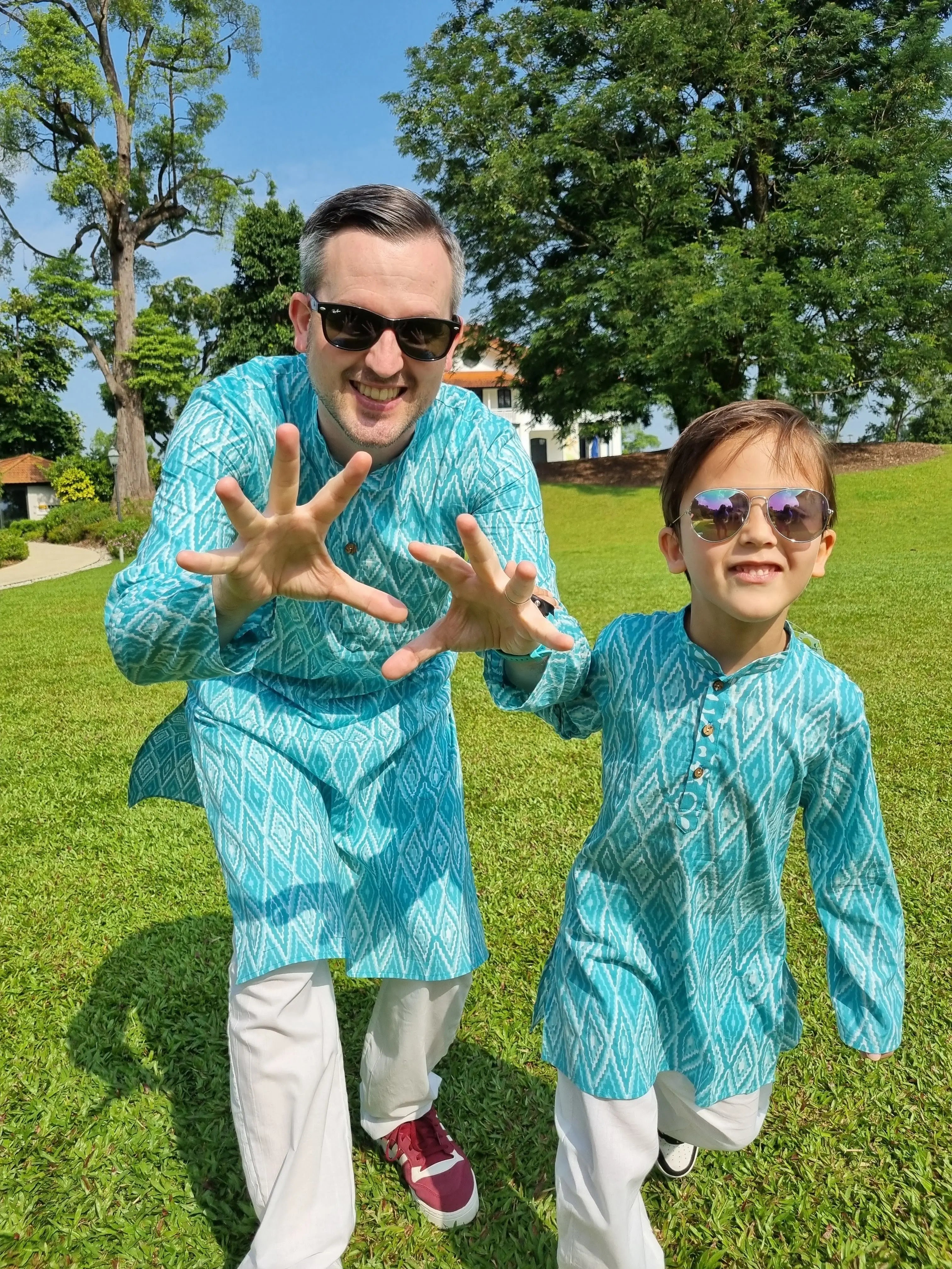 'Meher' Men's Blue Kurta Pajama Set in Soft Cotton Nimbu