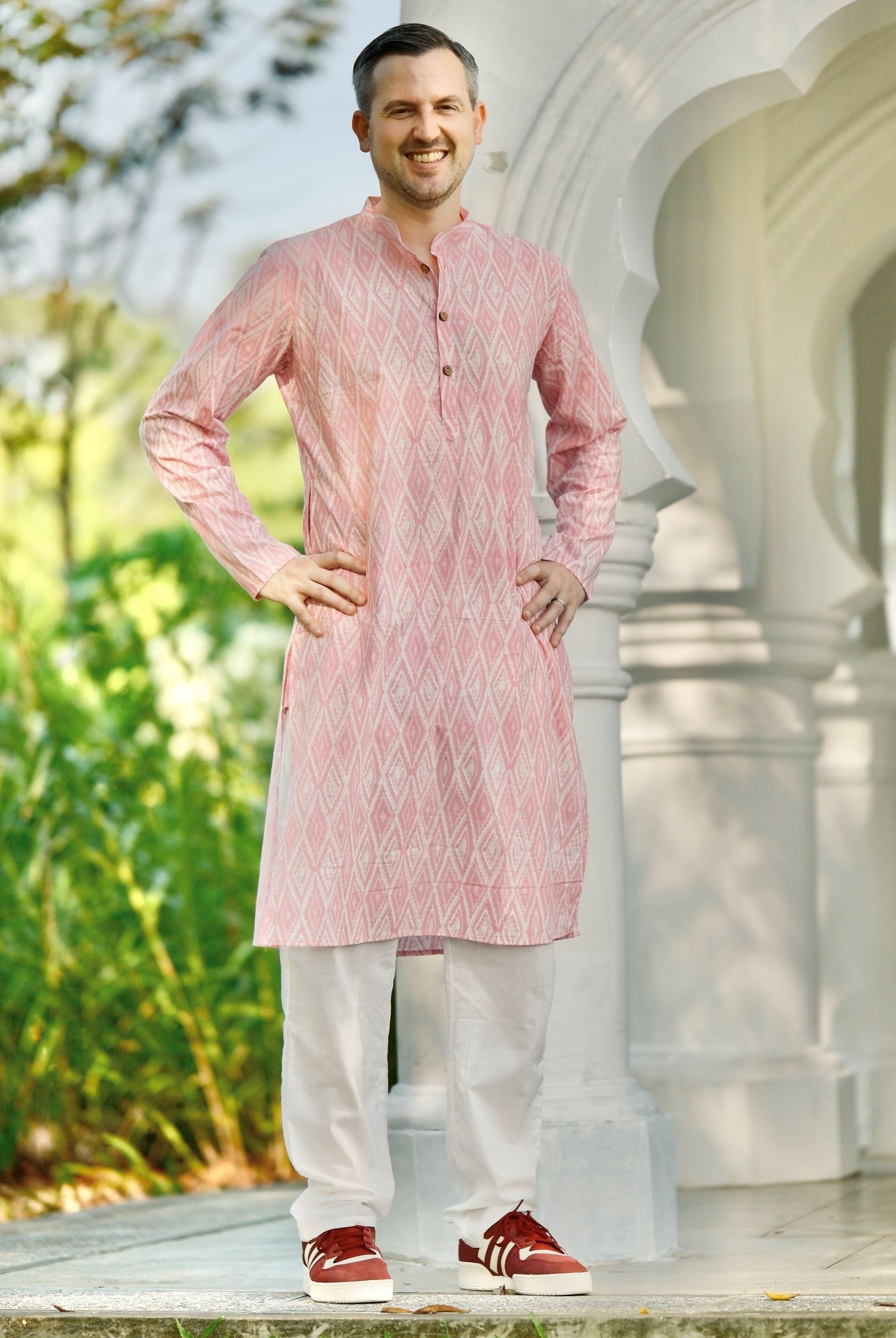 'Meher' Men's Pink Kurta Pajama Set in Soft Cotton