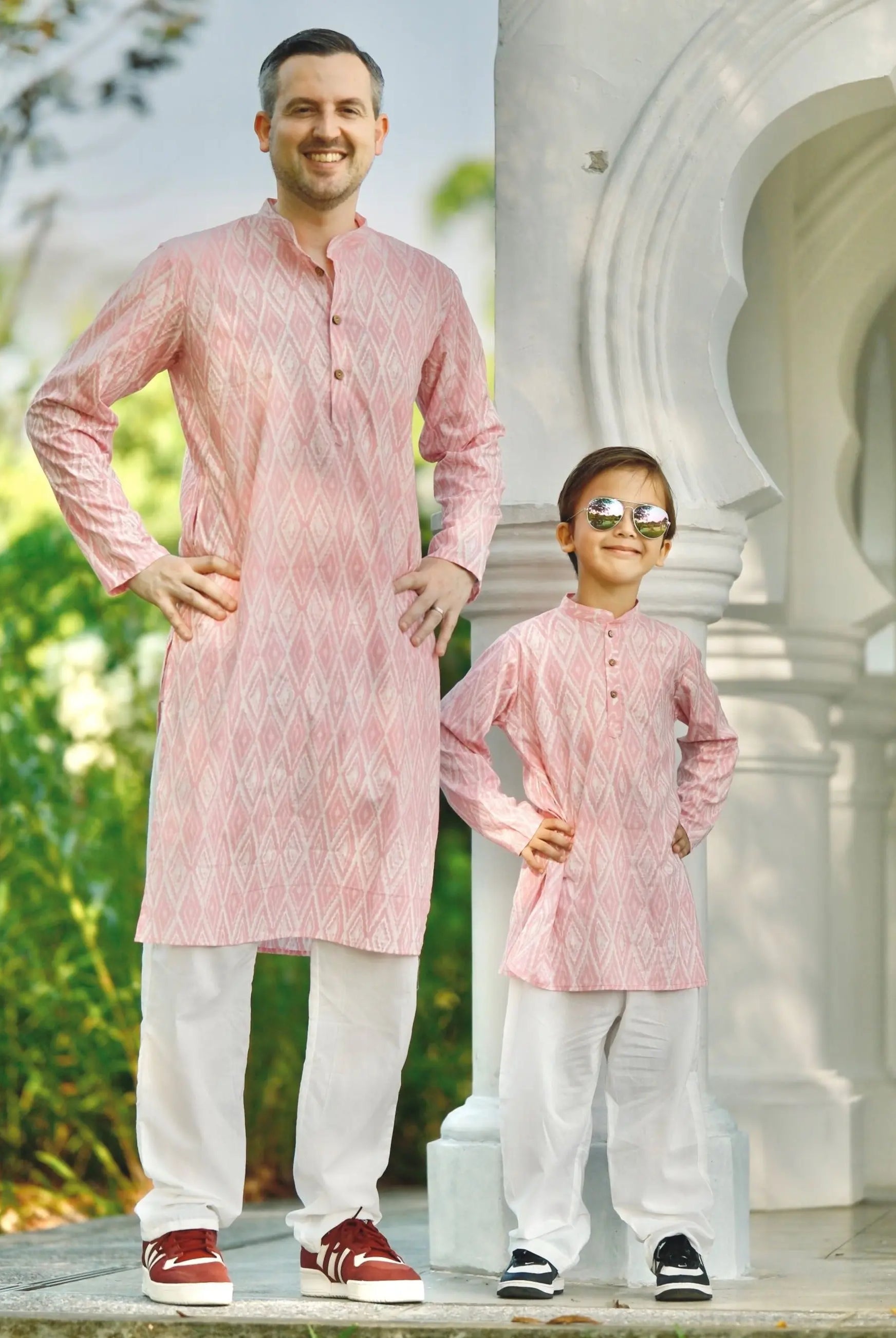 'Meher' Men's Pink Kurta Pajama Set in Soft Cotton Nimbu