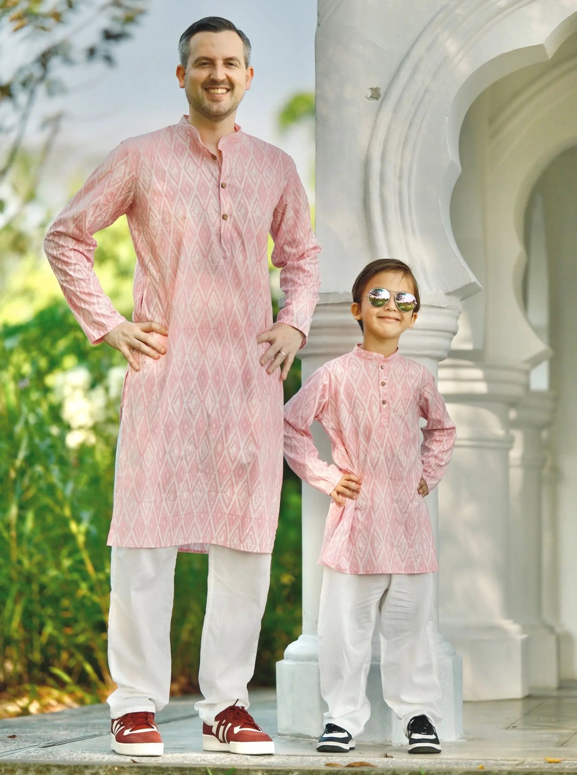 'Meher' Men's Pink Kurta Pajama Set in Soft Cotton Nimbu